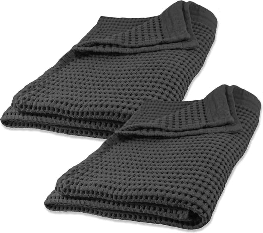 GILDEN TREE Waffle Bath Sheet Quick Dry Towel, Thin Luxury Bath Towels, 40x80 Large Bath Towels 2 Pack Bath Sheets, Modern Style (Faded Black)