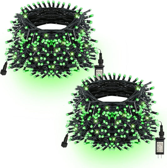 TW SHINE Green Christmas Lights, Total 400 LED 132FT Christmas Lights Plug in with 8 Modes, Waterproof Fairy St. Patrick's Day Light Outdoor, Indoor Christmas Decorations for Party Yard Decorations
