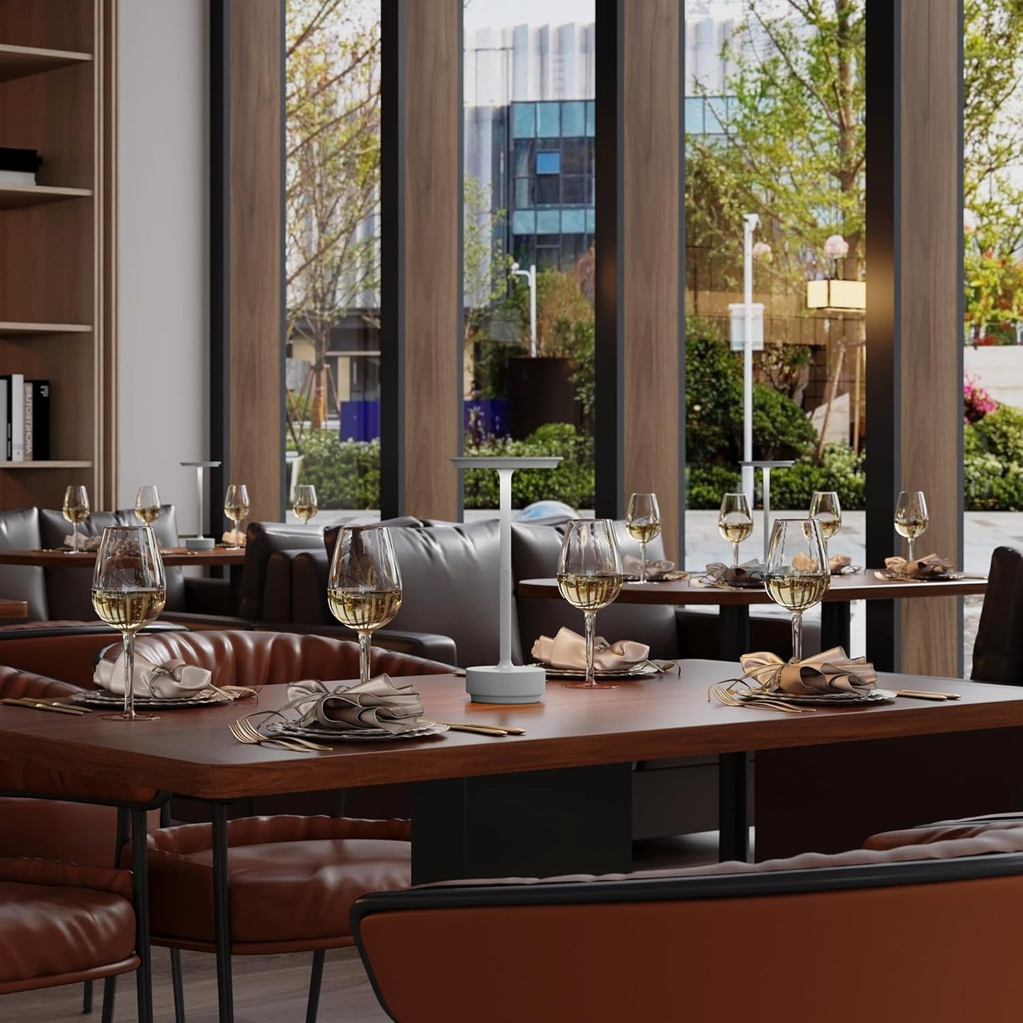 Rechargeable Cordless Table Lamp, Portable 5000mAh LED Touch Table Light, 3 Color Stepless Dimming Battery Powered Table Lamp for Outdoor/Restaurant/Patio.(Light Gray)