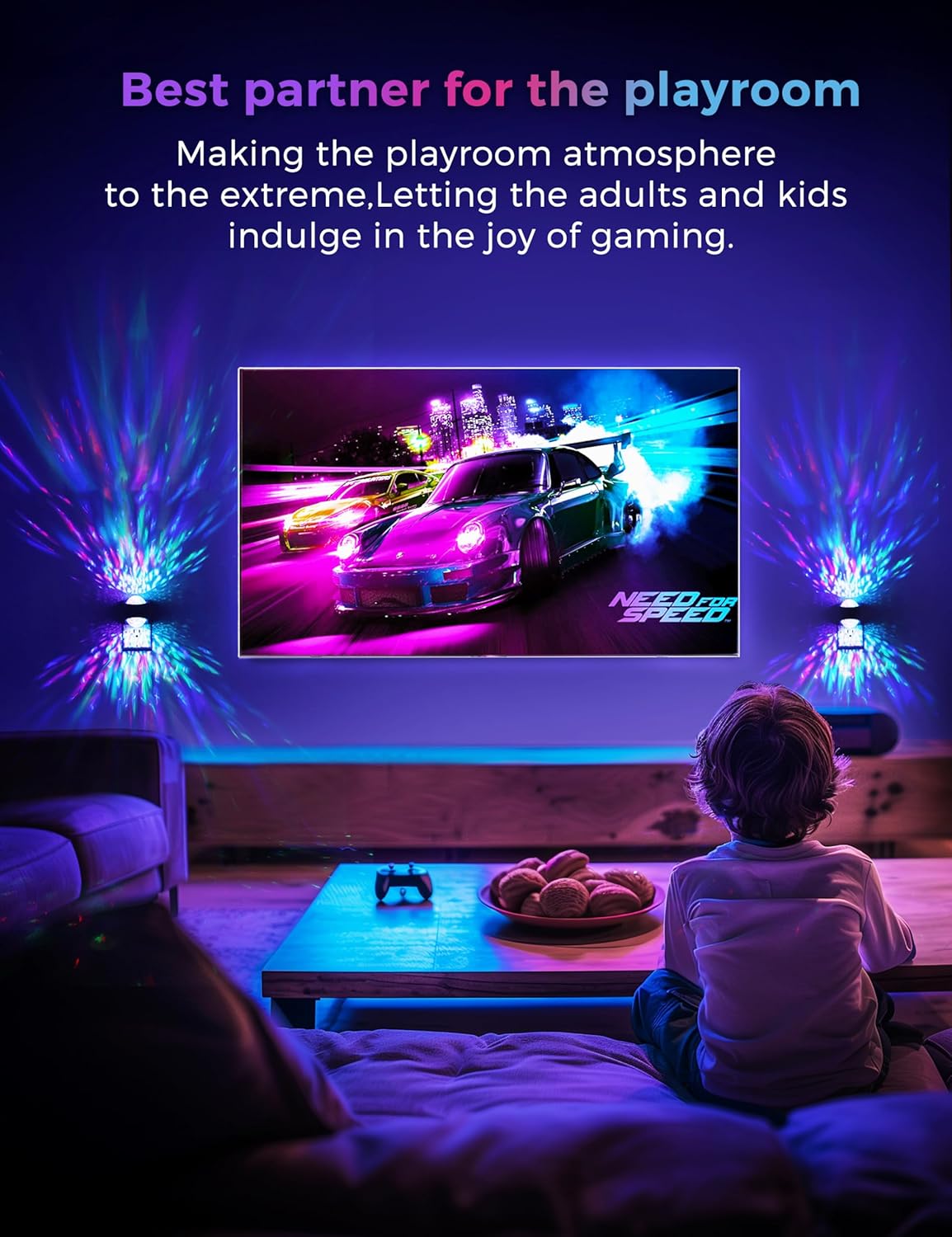 L LOHAS LED Night Light for Kids,Night Light Projector with Dusk to Dawn Sensor,9 Color Changing, Star Projector Galaxy Nightlight for Playroom Christmas Party Birthday Gifts