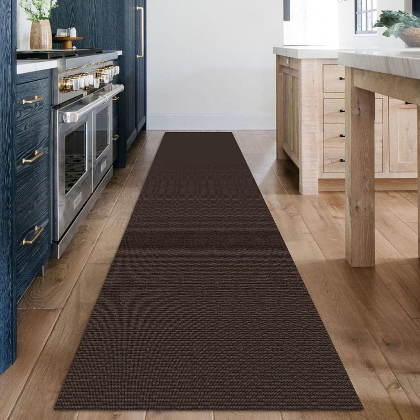 KOZYFLY Washable Runner Rug 2x12 ft Hallway Kitchen Runner Rugs with Rubber Backing Entryway Runner Indoor, Extra Long Carpet Runners for Hall Kitchen Entryway, Dark Coffee/Brown