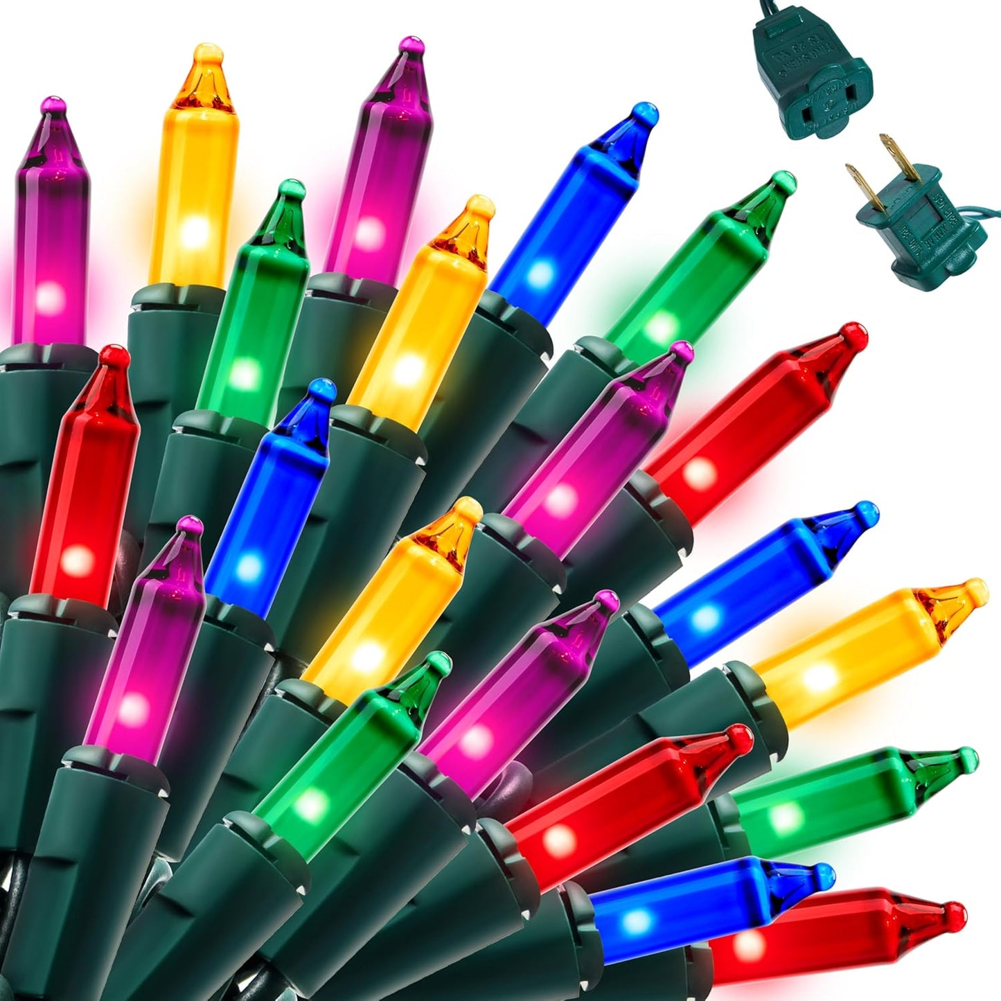 Joiedomi Multicolor Christmas String Lights,200(2x100) 42.6FT Christmas Fairy Tree Lights Plug in for Indoor Outdoor Xmas Decorations Patio Holiday Theme Party Yard House,Green Wire