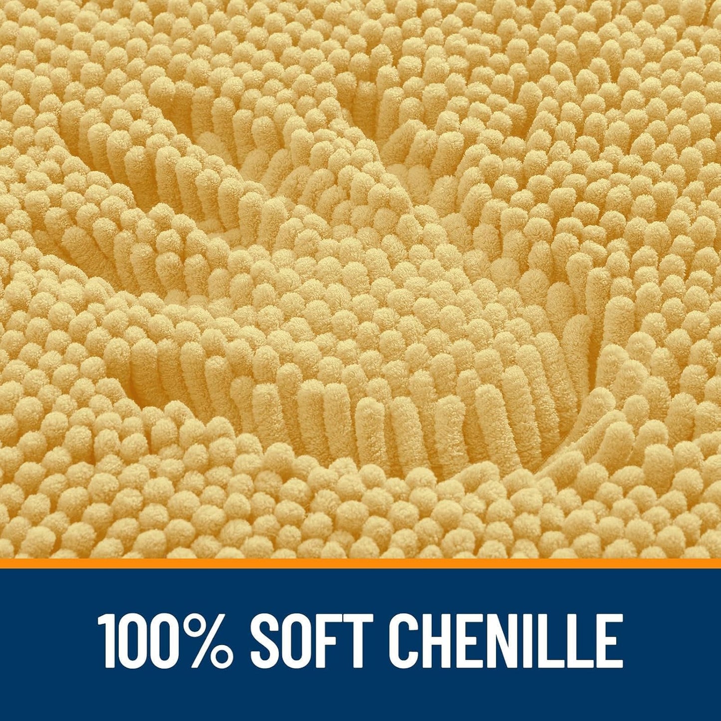 OLANLY Bathroom Rugs Sets 2 Piece, Soft Absorbent Chenille Bath Mats and U-Shaped Contour Toilet Mat Area Rug Set, Machine Washable Bath Carpet, Home Decor Accessories(24"x16"+24"x20", Yellow)