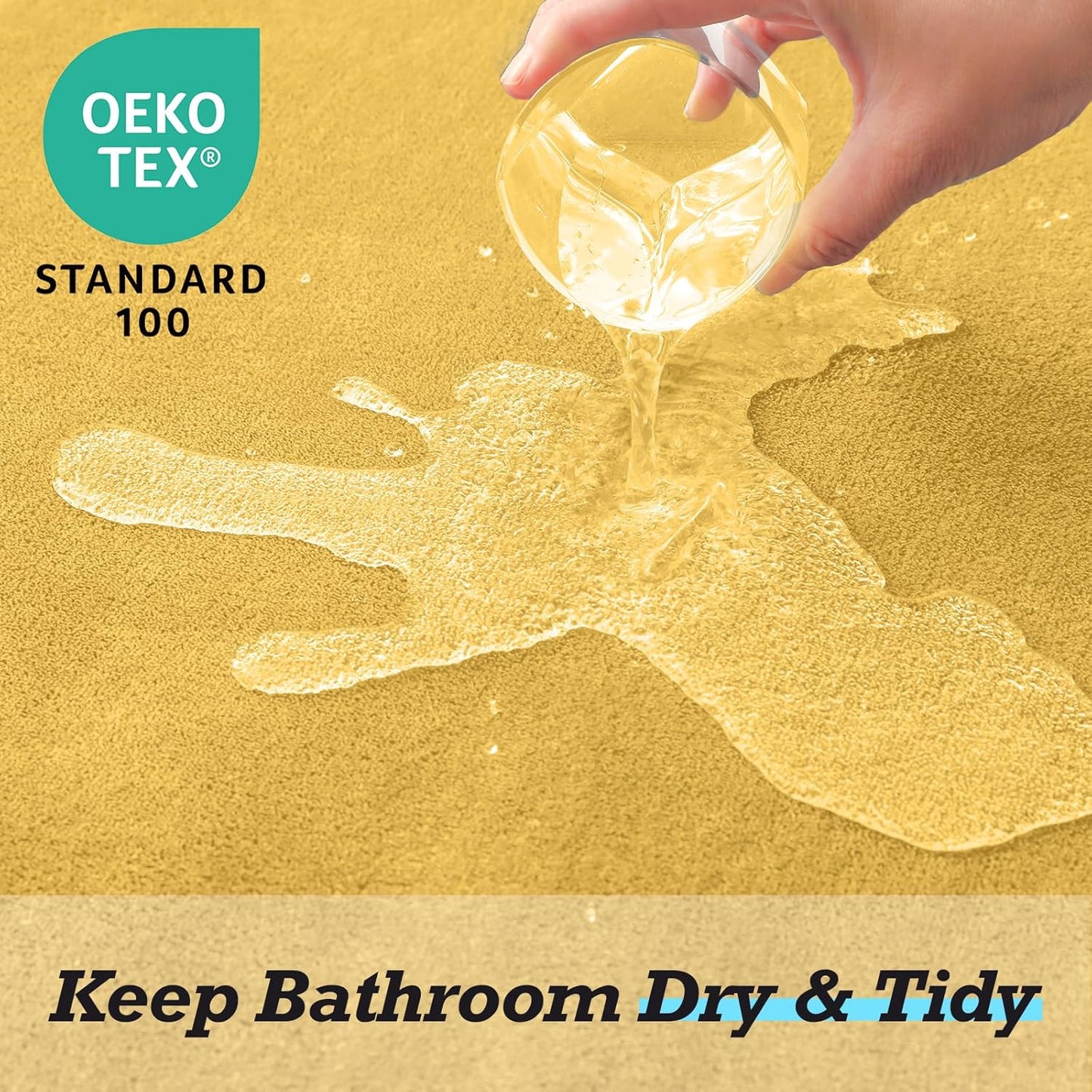 HUXMEYSON Bathroom Rugs Sets 3 Piece, Non-Slip & Quick Dry Bath Mat Set, Ultra Soft Velvet Bath Rugs for Bathroom, Toilet and Shower Floor, Yellow