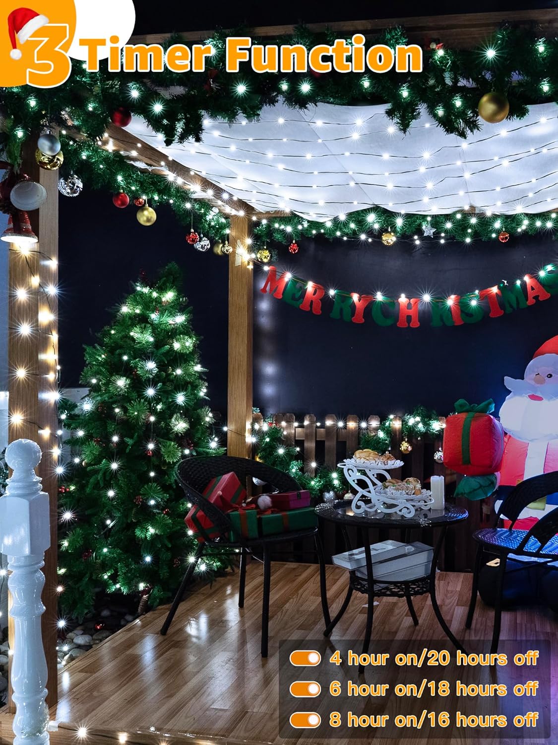 600 LED 196 FT Christmas Lights, Waterproof String Lights with Remote and Timer, Christmas Tree Lights with 8 Modes Dimmable, Fairy Lights for Holiday Decor (Cool White)