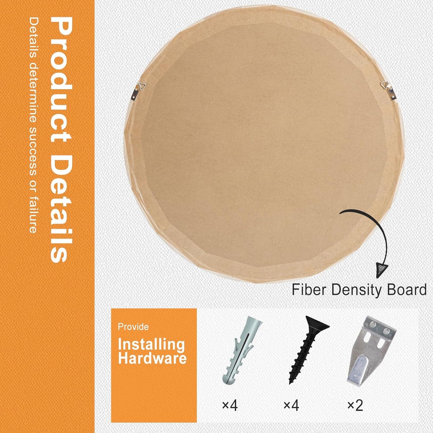 Brown Wood Round Mirror, 24 Inch - Perfect for Bathroom or Nursery Wall Decor