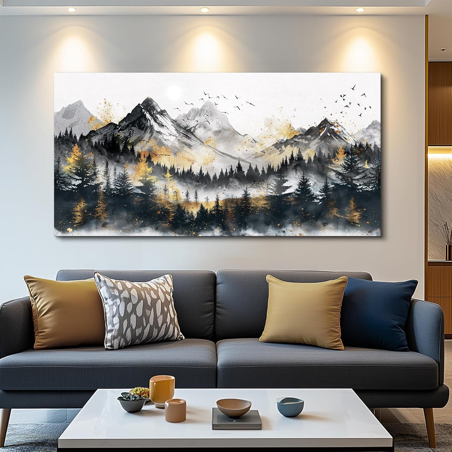 FUHAIHUA Canvas Wall Art For Living Room Large Wall Decorations For Office Bedroom Walls Mural Forest Mountain Landscape Paintings Abstract Wall Pictures Artwork Aesthetic Room Home Decor 30x60 In