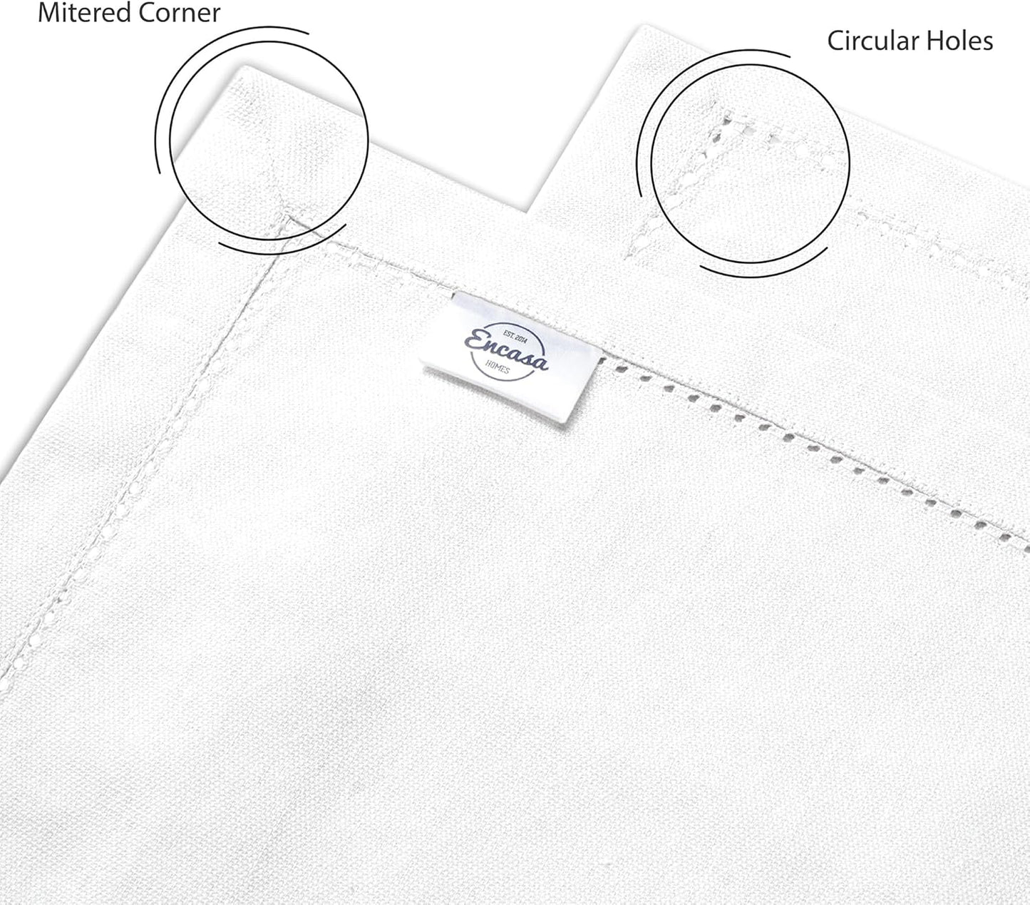 Encasa XO Dining Table Runner 16"x72" | Pure Cotton Hemstitched Design | White - Machine Washable