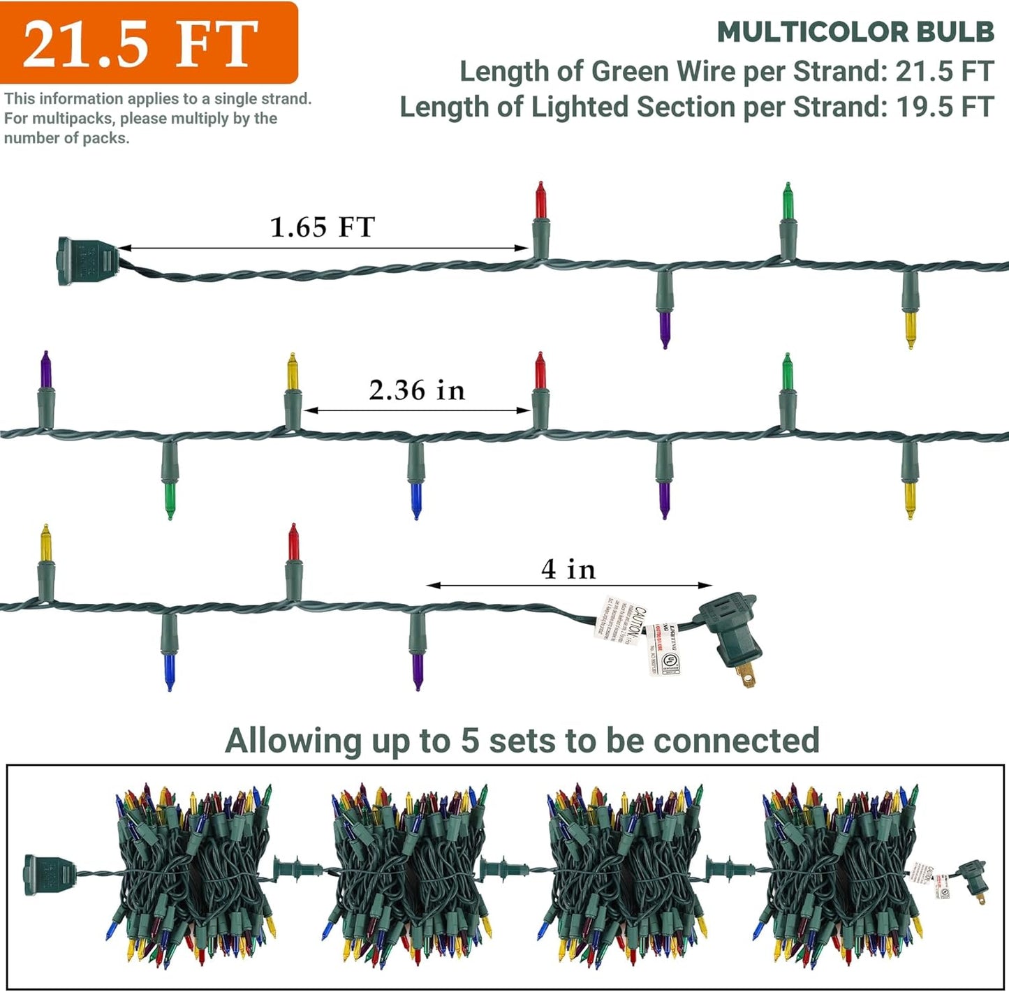 3 Pack Multicolor Christmas String Lights, 100 Count Each, Incandescent Mini Christmas Lights, Connectable Xmas Tree Light for Indoor Outdoor Garland Birthday Holiday Wedding Festival Party