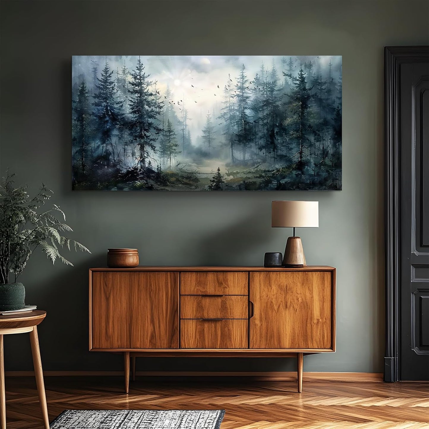 SERIMINO Large Wall Art for Living Room, Landscape Canvas Prints Paintings, Foggy Forest Pictures Wall Decor Aesthetic, Pine Trees Modern Home Decor, Bedroom Bathroom Office Artwork 30"X60"