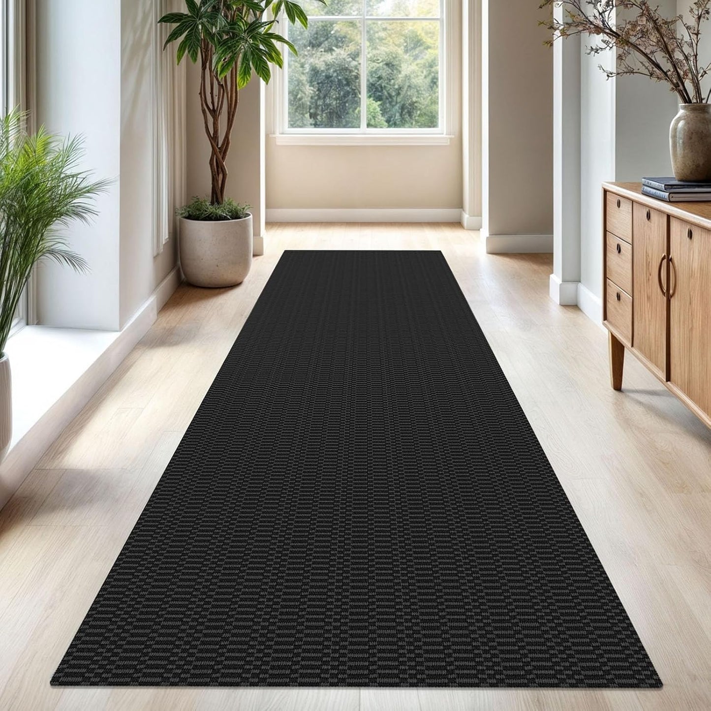 KOZYFLY Washable Runner Rug 3x10 ft Hallway Kitchen Runner Rugs with Rubber Backing Bobo Entryway Runner Indoor, Long Carpet Runners for Hall Kitchen Entryway, Black/Grey