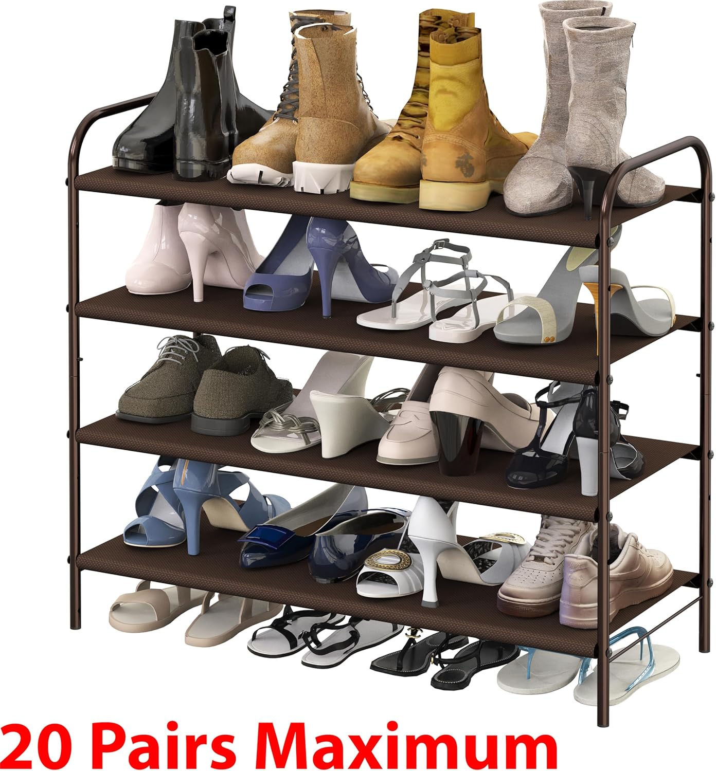 Simple Houseware 4-Tier Shoe Rack Storage Organizer, Bronze