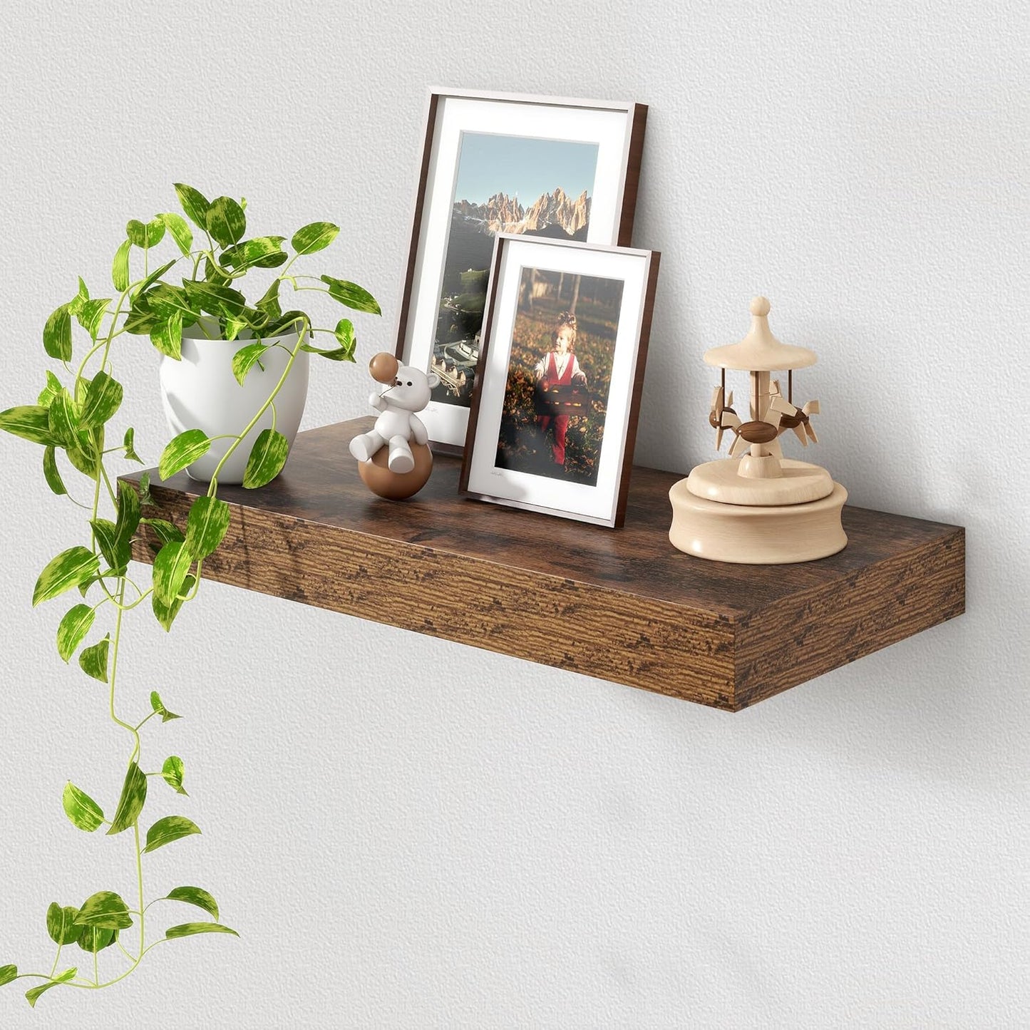Deep Floating Shelves for Wall - 24 Inch Wide x 12 Inch Deep Floating Shelves - 24W x 12D Rustic Wood Wide Shelves for Room Wall - Laundry Shelf TV Shelf