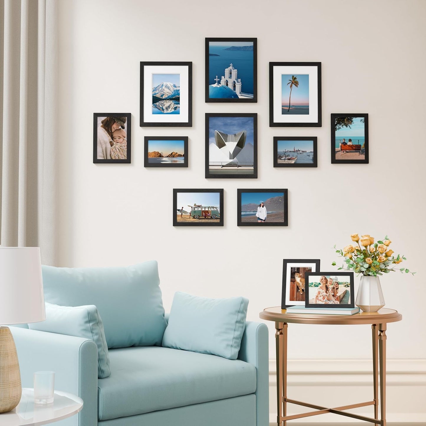 Vittanly Picture Frames Collage Wall Decor for Mounting or Tabletop Display, Gallery Wall Frame Set for Family, Multi Sizes Including 4pcs 8x10, 4pcs 5x7, 4pcs 4x6, Black