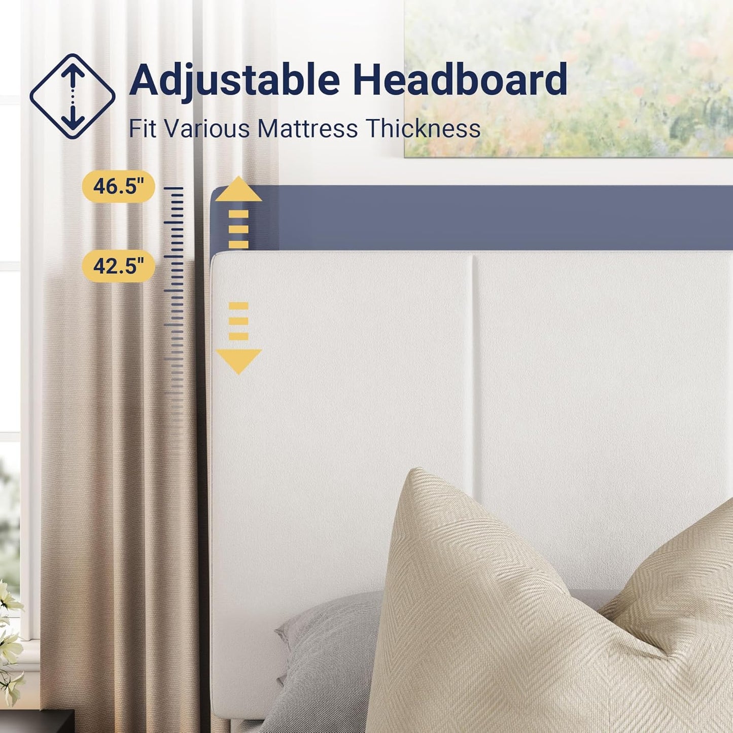 Allewie Full Size Velvet Lift Up Storage Bed Frame, Vertical Channel Tufted Headboard, Hydrualic Underneath Storage, Upholstered Platform Bed, Wooden Slats Support, No Box Spring Needed, White