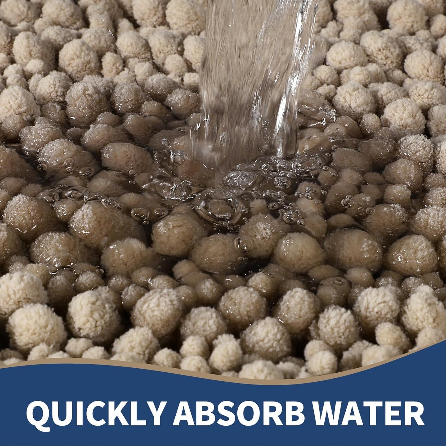 Yimobra Bathroom Rugs Sets 2 Piece - Quick Dry Extra Thick Luxury Chenille Bath Mat, Non Slip Super Absorbent for Tub Shower Sink, Machine Washable Shaggy Floor Mat, 32"x20"+24"x17" Inch, Pale Khaki