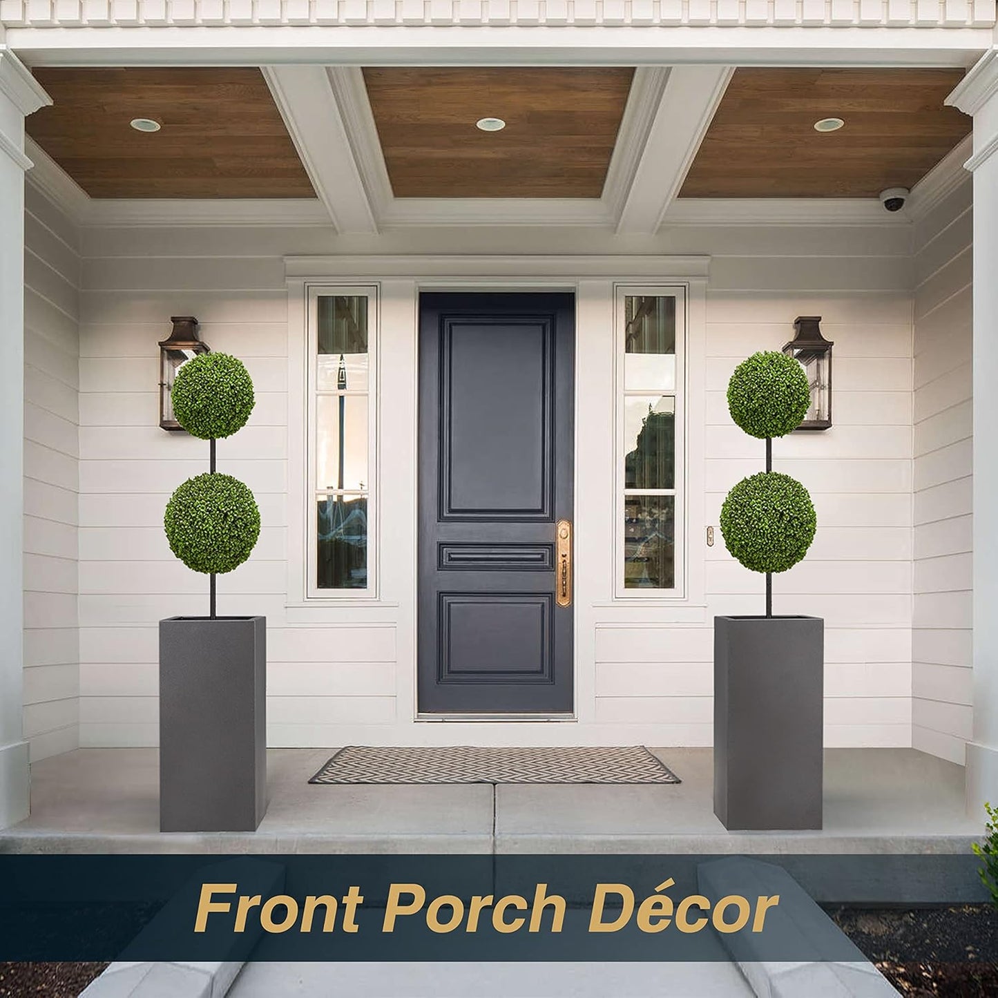 Wallowa Metallic Heavy Tall Outdoor/Indoor Planter Box, Rectangular, 14Lx14Wx30H Inches, ‎25LBS/PC, Dark Gray, No Assembly Required and Seamless, Set of 2