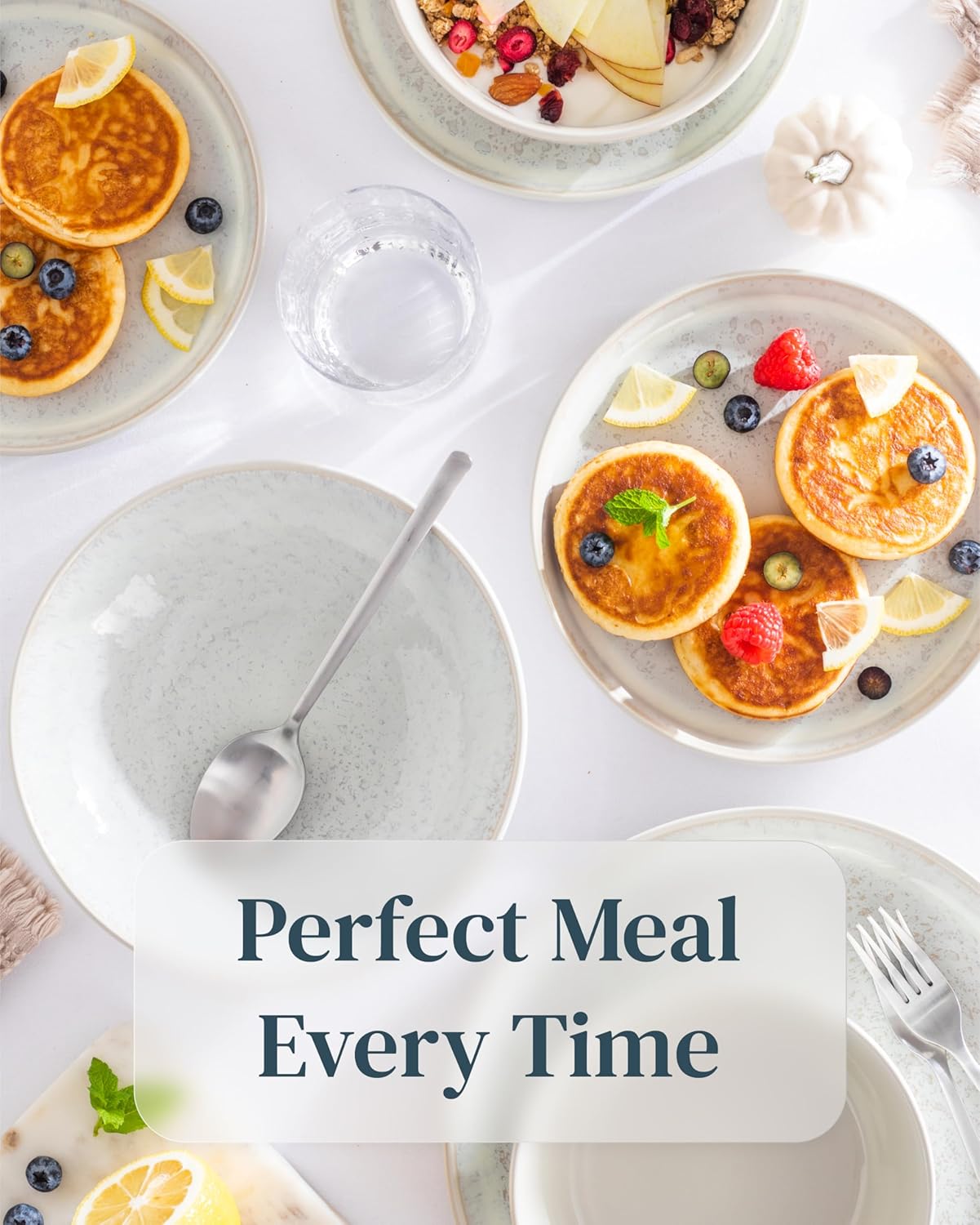 Stoneware dinnerware set 8 persons 32 pcs - Mediterranean dinnerware set, dishwasher, microwave and scratch resistant - Bowl and plate set - Dinnerware Pure Living Light Beige…