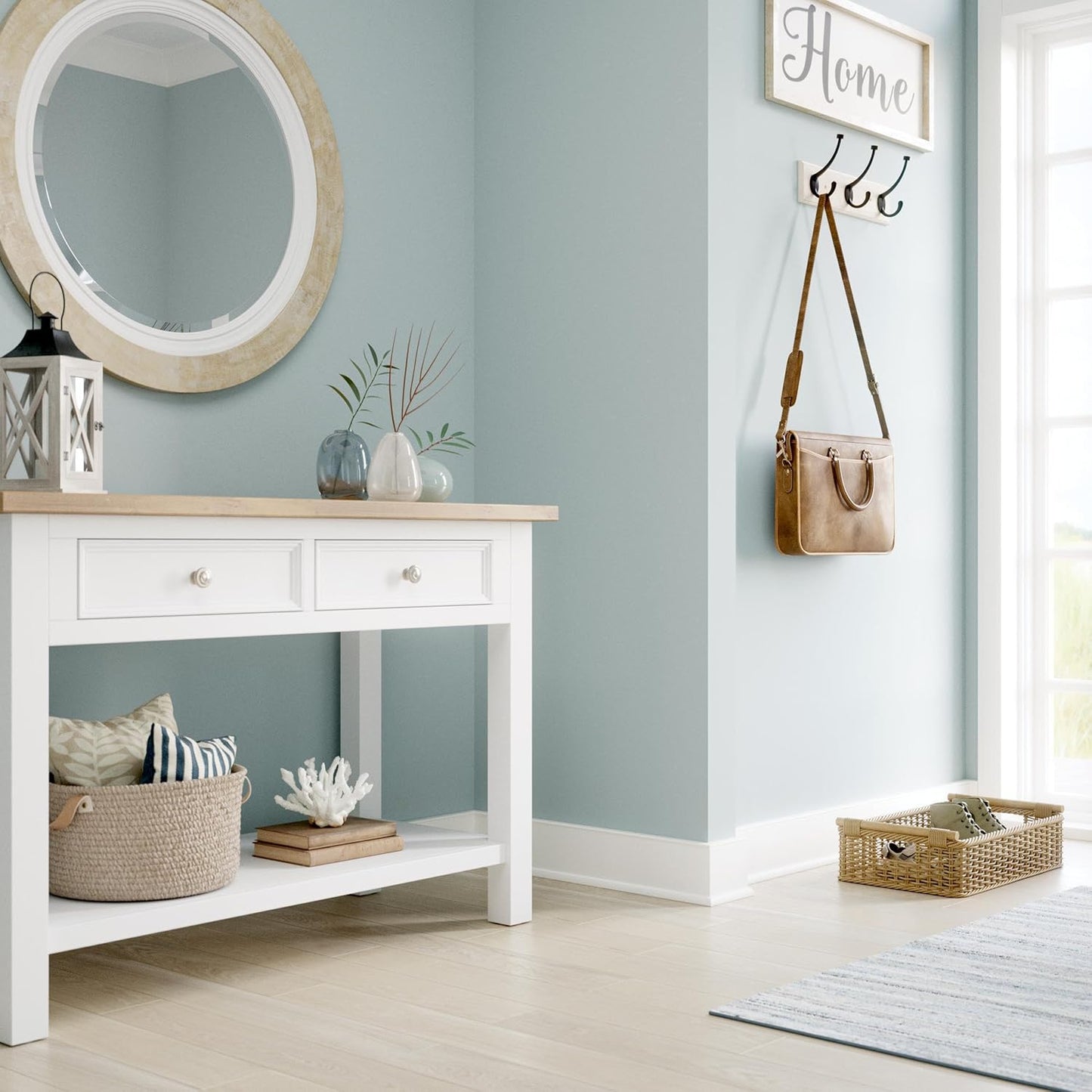 Franklin Brass Pilltop (1-Pack) 15" Coat Rack Wall Mount White Oak Wood Hat Rack with 3 Hooks Hanging Hook Rail for Clothes, Towels, Purses, Bags, Kitchen, Entry, Closet Organization B46715K-480-C