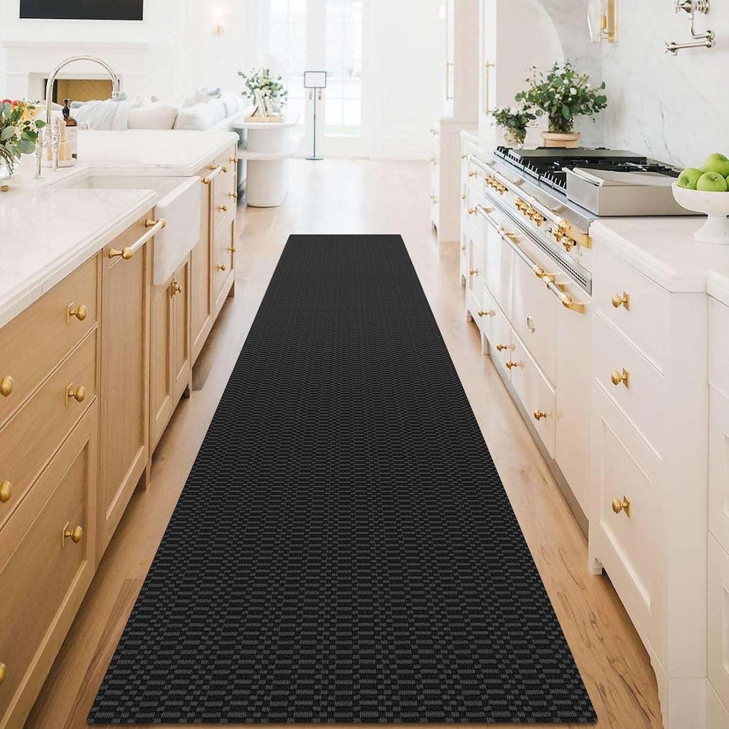 KOZYFLY Washable Runner Rug 3x16 ft Hallway Kitchen Runner Rugs with Rubber Backing Bobo Non Slip Entryway Runner Indoor, Long Carpet Runners for Hall Kitchen Entryway, Black/Grey
