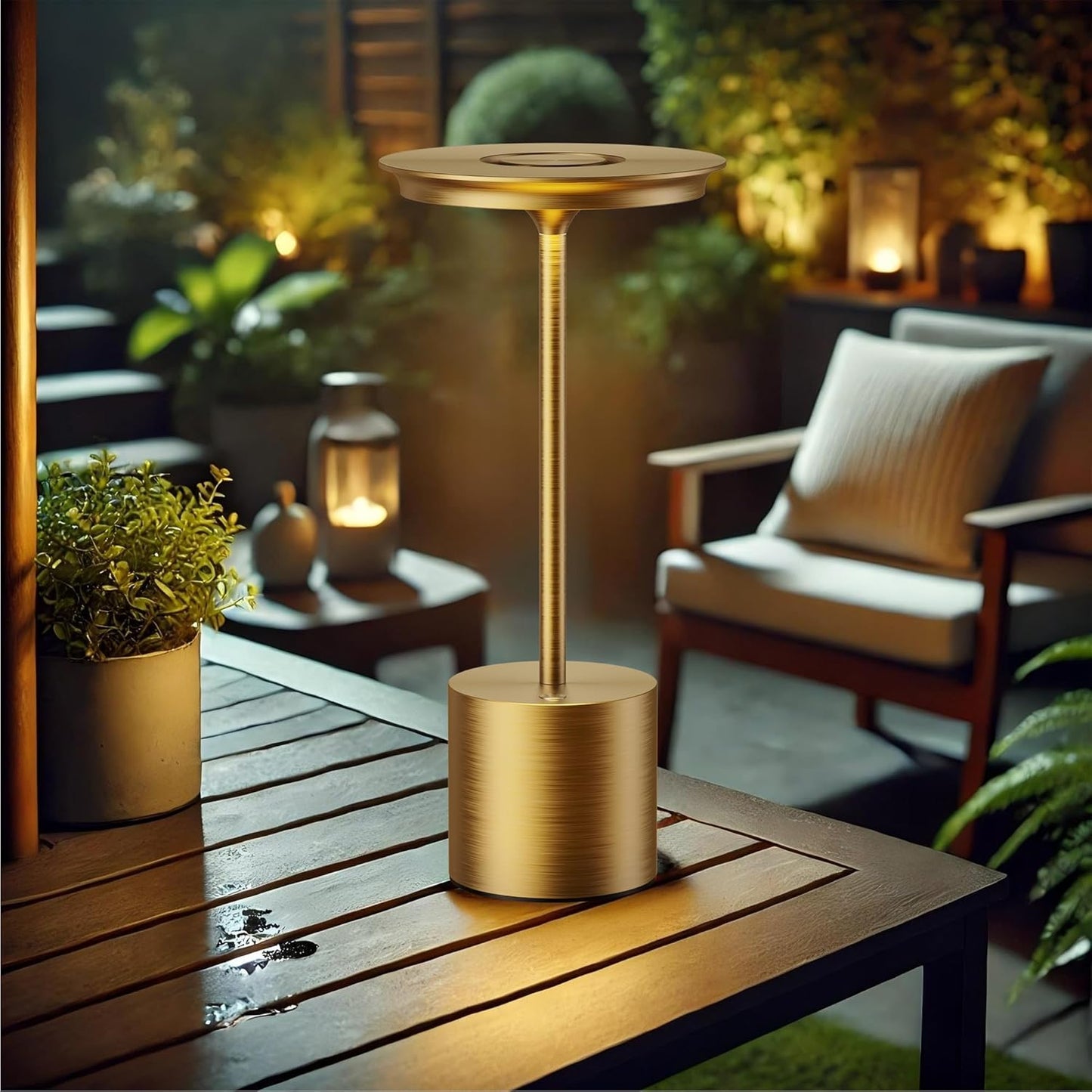 2Pack Cordless Table Lamp,Rechargeable 6000mAh Battery Operated Portable Table Light, 3 Color Stepless Dimmable Battery Lamps, LED Table Light for/Restaurant/Outdoor/Patio (2Pack Gold)
