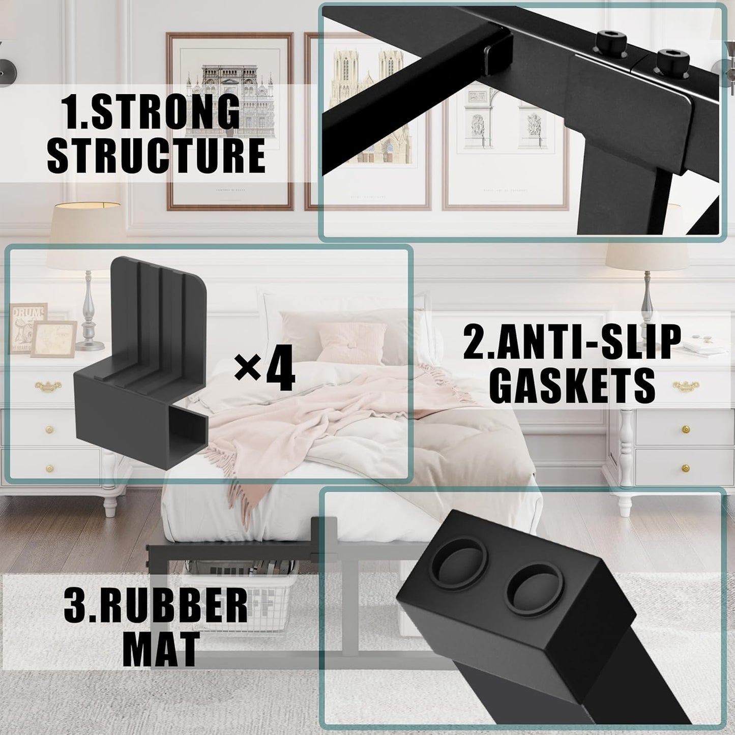 10 inch Twin Bed Frame Low Profile Metal Platform Frames with Mattress Slide Stopper,Heavy Steel Slats Support,No Box Spring Needed,Noise Free,Non-Slip,Easy Assembly