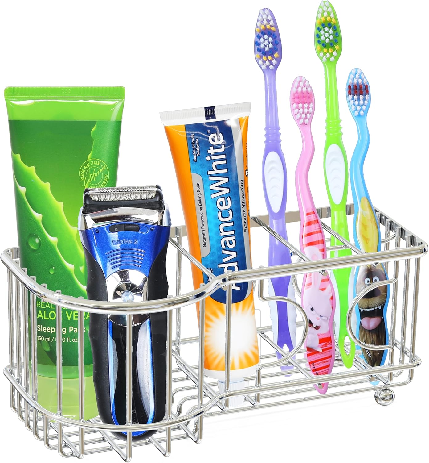 Simple Houseware Multi-Functional 6 Slots Toothbrush Holder, Chrome