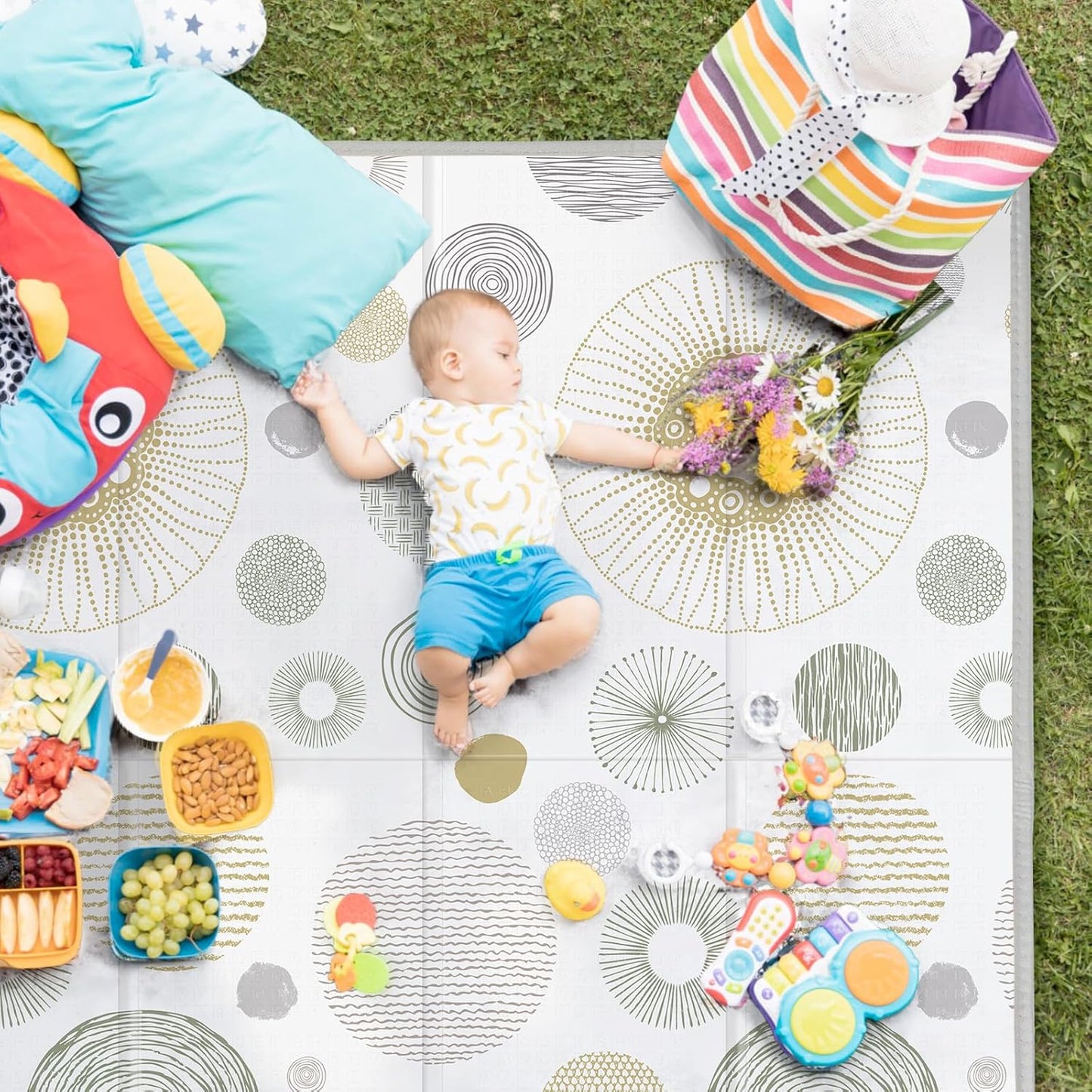 79x71 Baby Play Mat,Extra Large Baby Mat for Floor, Foldable Play XPE Foam Mat, Reversible Crawling Mat for Baby, Safe,Waterproof,Thick Playmats for Babies and Toddlers,Indoor Outdoor Use