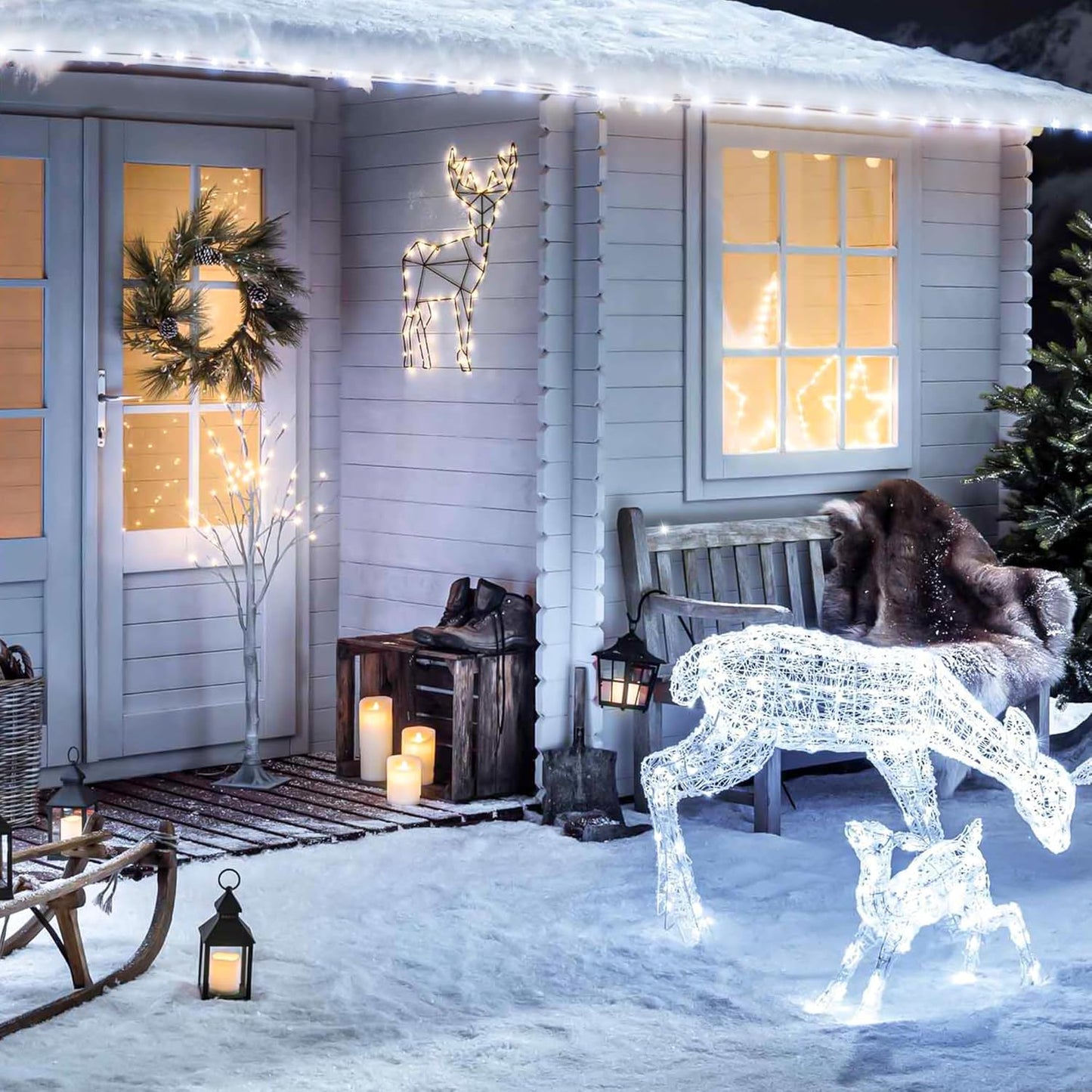 Kwaiffeo White Christmas Lights: 500LED 164FT 8 Modes String Lights for Xmas New Year Wedding Decorations Outdoor Indoor