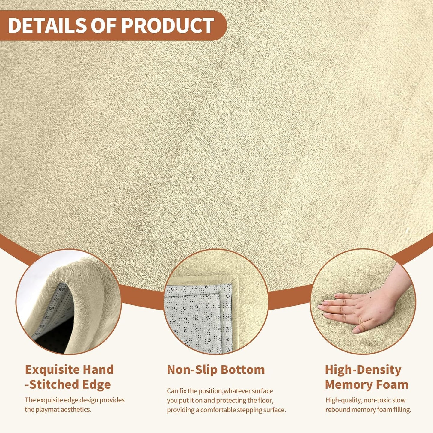 Baby Play Mat for Floor - 1.4" Thick Memory Foam Rug, 50"x50" Playpen Tummy Time Mat, Soft Velvet Nursery Rug, Large Padded Crawling Mats, Cushioned Pads for Playroom Toddlers, Infants, Yoga, Tatami