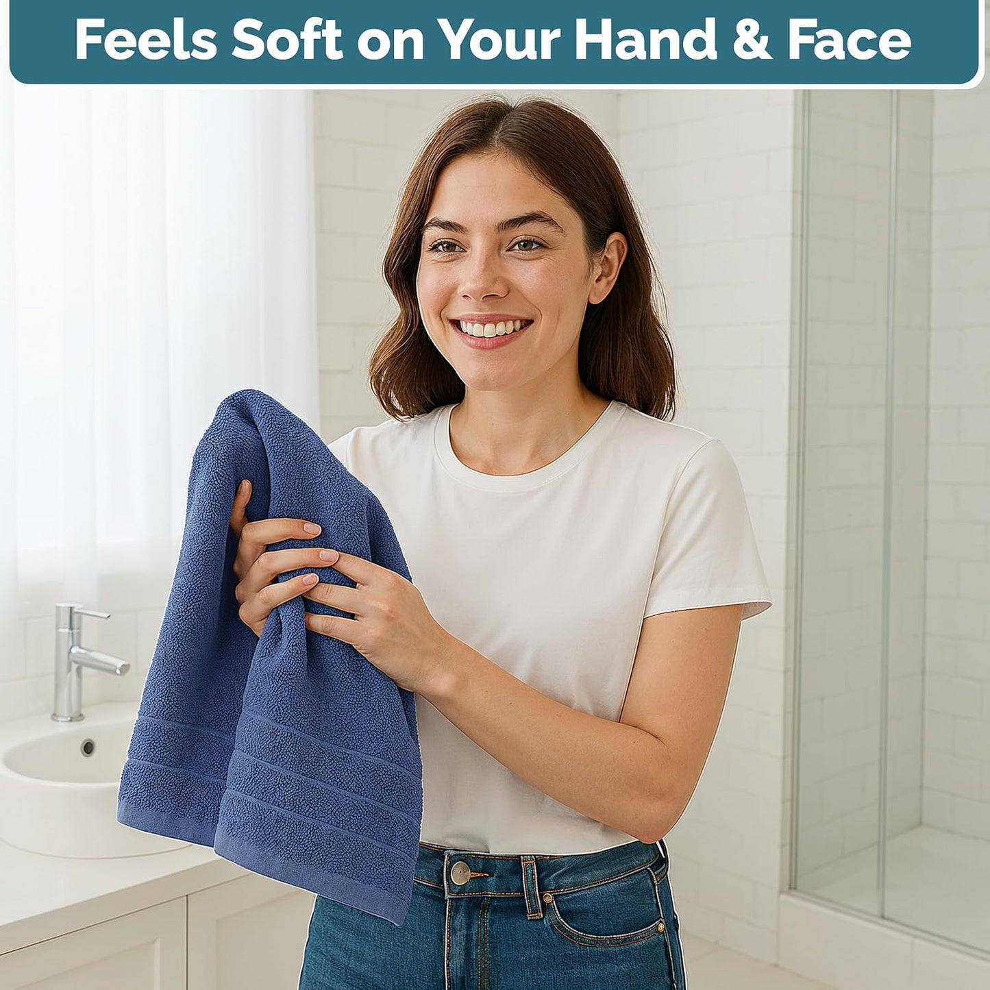 Casa Platino Hand Towels Pack of 6 (16"x28") - Spa & Hotel Quality - 100% Luxury Cotton, Ring Spun - Quick Dry, Ultra Soft & Absorbent Bath Hand Towels for Bathroom & Salon - Pre Shrunk - Navy Blue