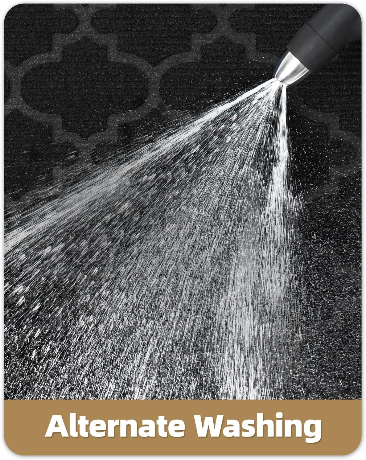 Color&Geometry Front Door Mat Outside Entrance, Heavy Duty Non Slip Low Profile Doormat for Entryway, Trap Dirt and Moisture Welcome Mats All-Weather, Easy Clean, Patio, Garage, 24"x48" Black