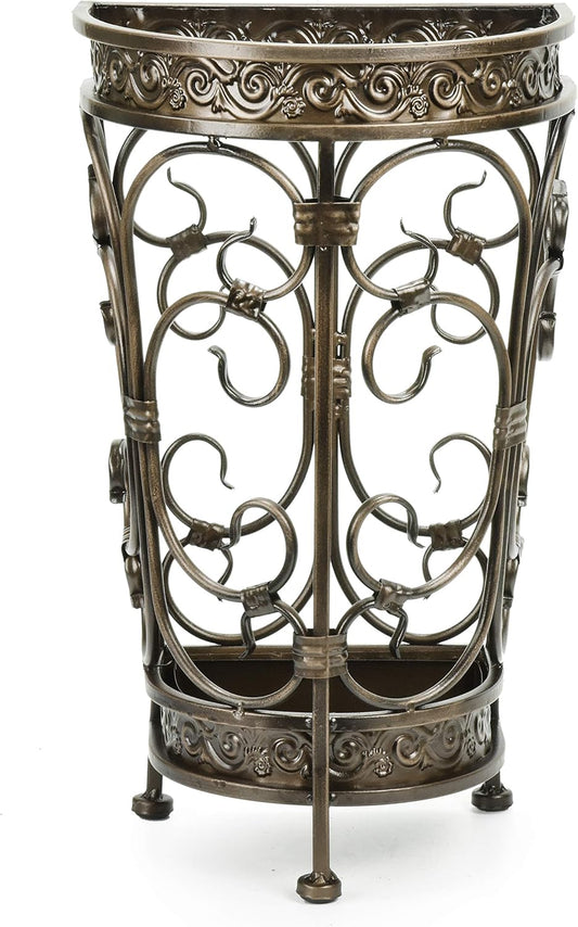 Dualplex Super Quality Umbrella Stand, Umbrella Holder Antique Look Metal Entry Hallway Décor, Wallside Style w/Removable Drip Tray Home Office Decoration Rack Holds Umbrellas Canes Walking Stick
