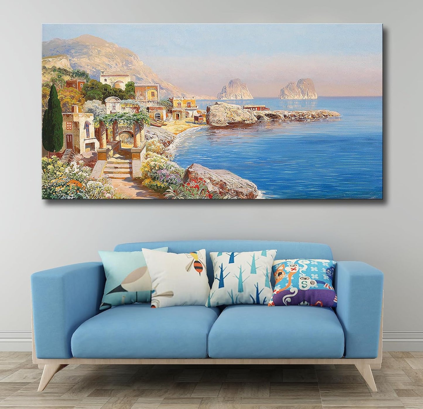 msspart Vintage Mediterranean Landscape by Gottfried Arnegger Canvas Wall Art Farmhouse Country Painting Picture Nature Artwork Poster Decor for Bedroom Living Room Office 24"x48"