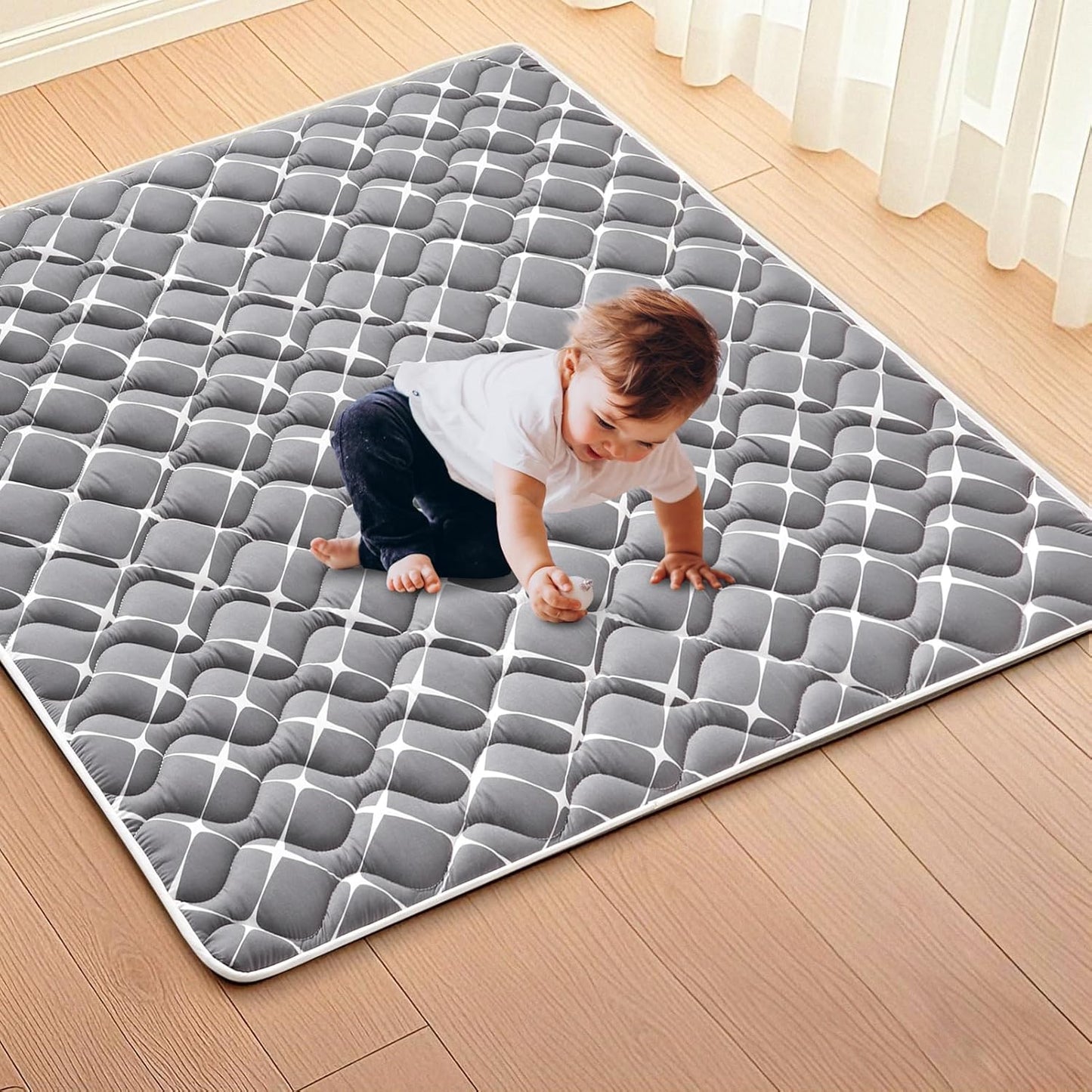 High-Density Foam Baby Play Mat, 59x59 Inches Thicken One-Piece Comfortable and Soft Playmat, Non Slip Machine Washable Floor Mat for Infants, Tapete para Bebes,Toddlers