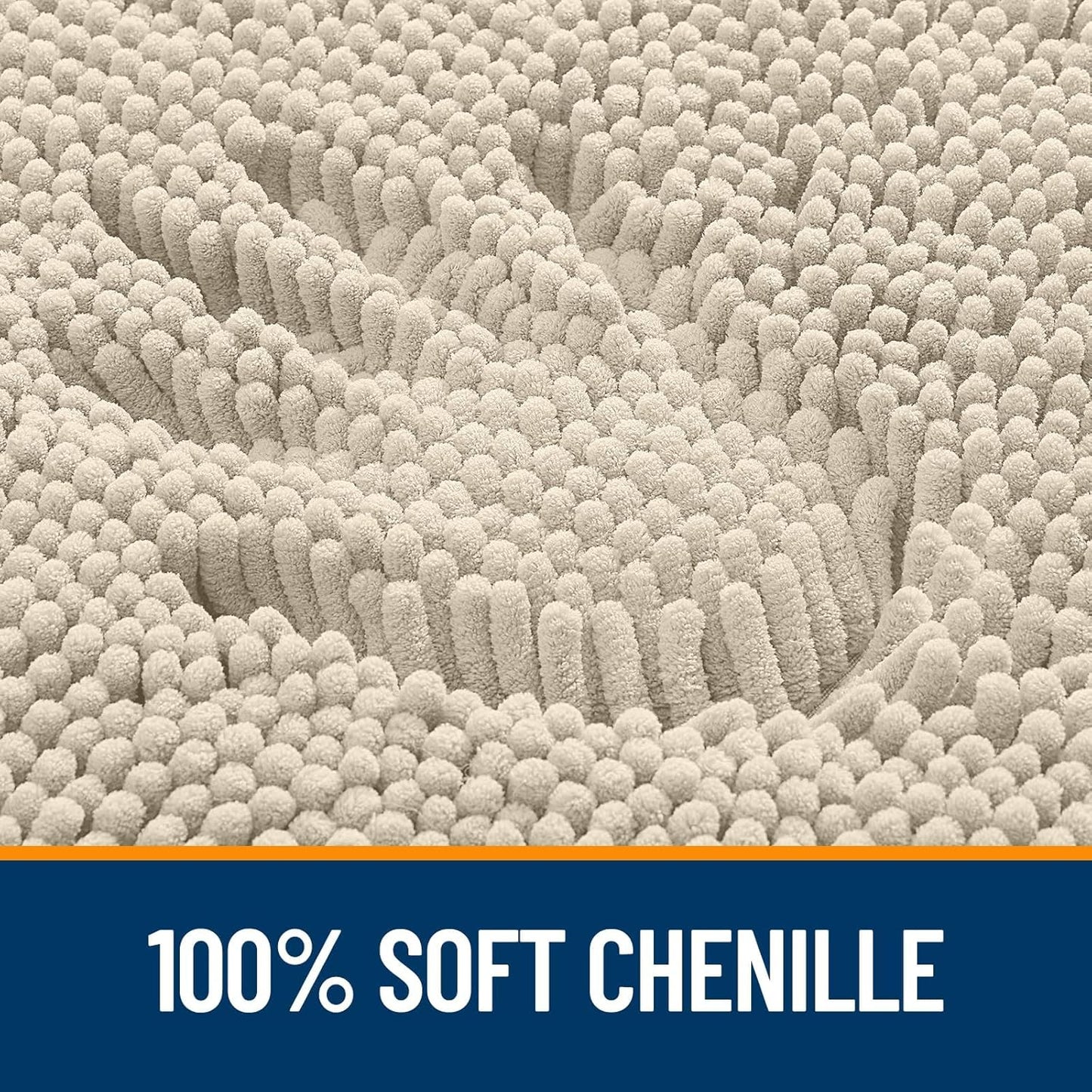 OLANLY Bathroom Rugs Sets 2 Piece, Soft Absorbent Chenille Bath Mats and U-Shaped Contour Toilet Mat Area Rug Set, Machine Washable Bath Carpet, Home Decor Accessories(36"x24"+24"x20", Sand)