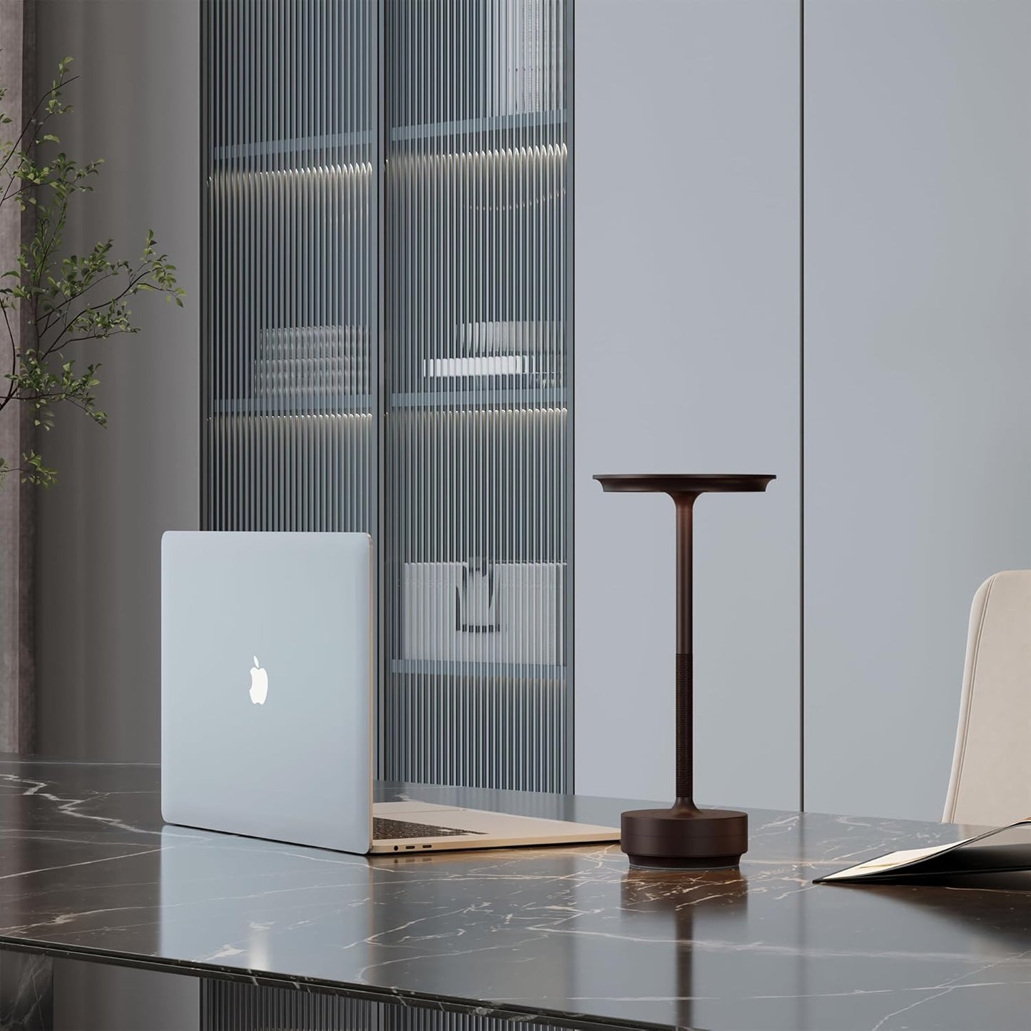 2 Pack Rechargeable Cordless Table Lamps, Portable 5000mAh LED Table Light, 3 Color Stepless Dimming Battery Powered Metal Table Lamp for Outdoo/Restaurant/Home/Patio.(Brown)