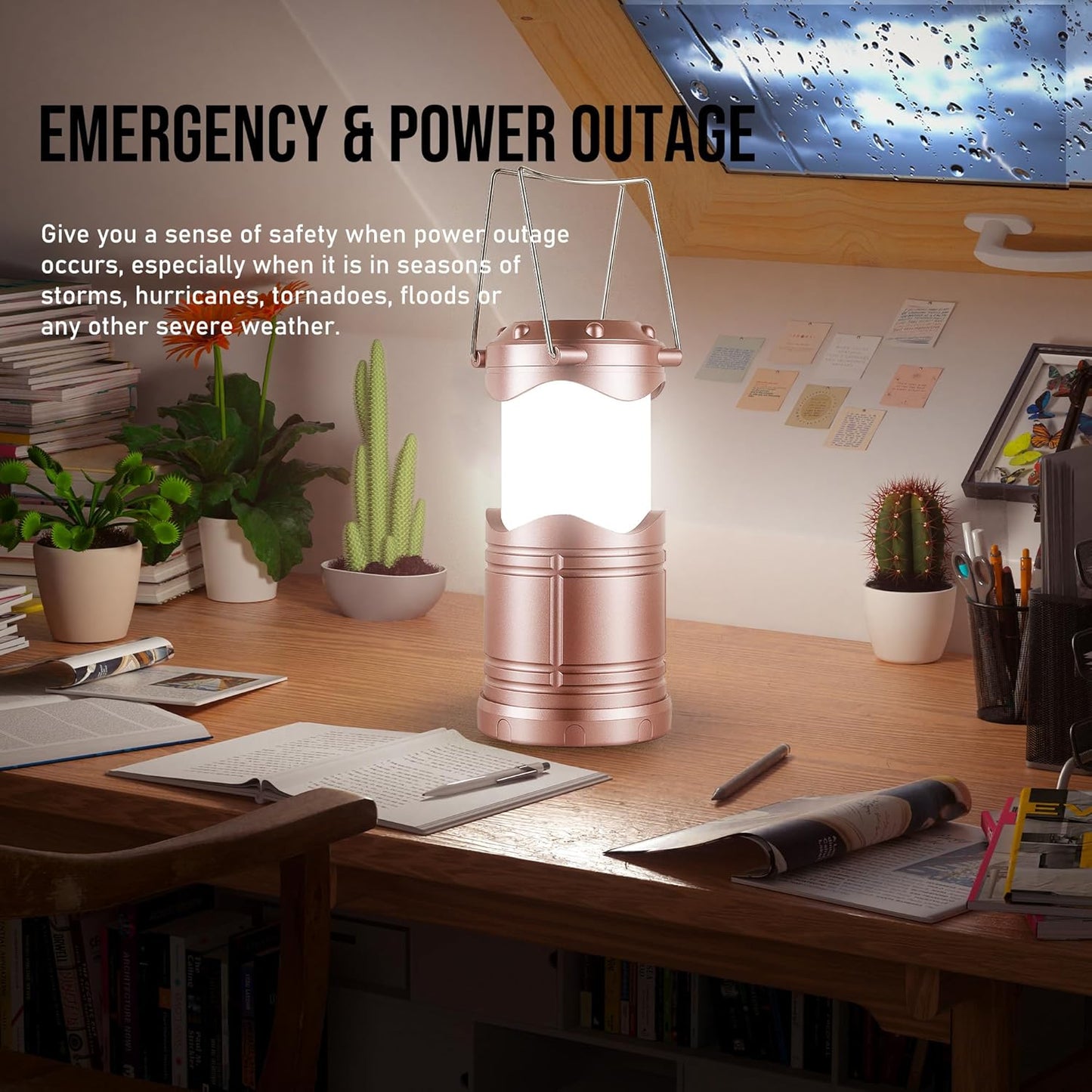 Lichamp LED Camping Lantern, 4 Pack Battery Powered Flashlight for Power Outages, Portable Collapsible Hanging Light Essential for Home, Outdoor, Emergency Lamp Survival Kit Gear for Hurricane, C3