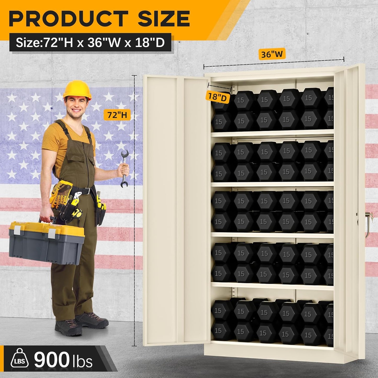 Greenvelly Metal Garage Storage Cabinet with 2 Doors and 4 Adjustable Shelves, 72”H Steel Lockable Storage Cabinet,Tall Metal Cabinet Locking File Cabinet for Office,Home, Garage, Gym, School