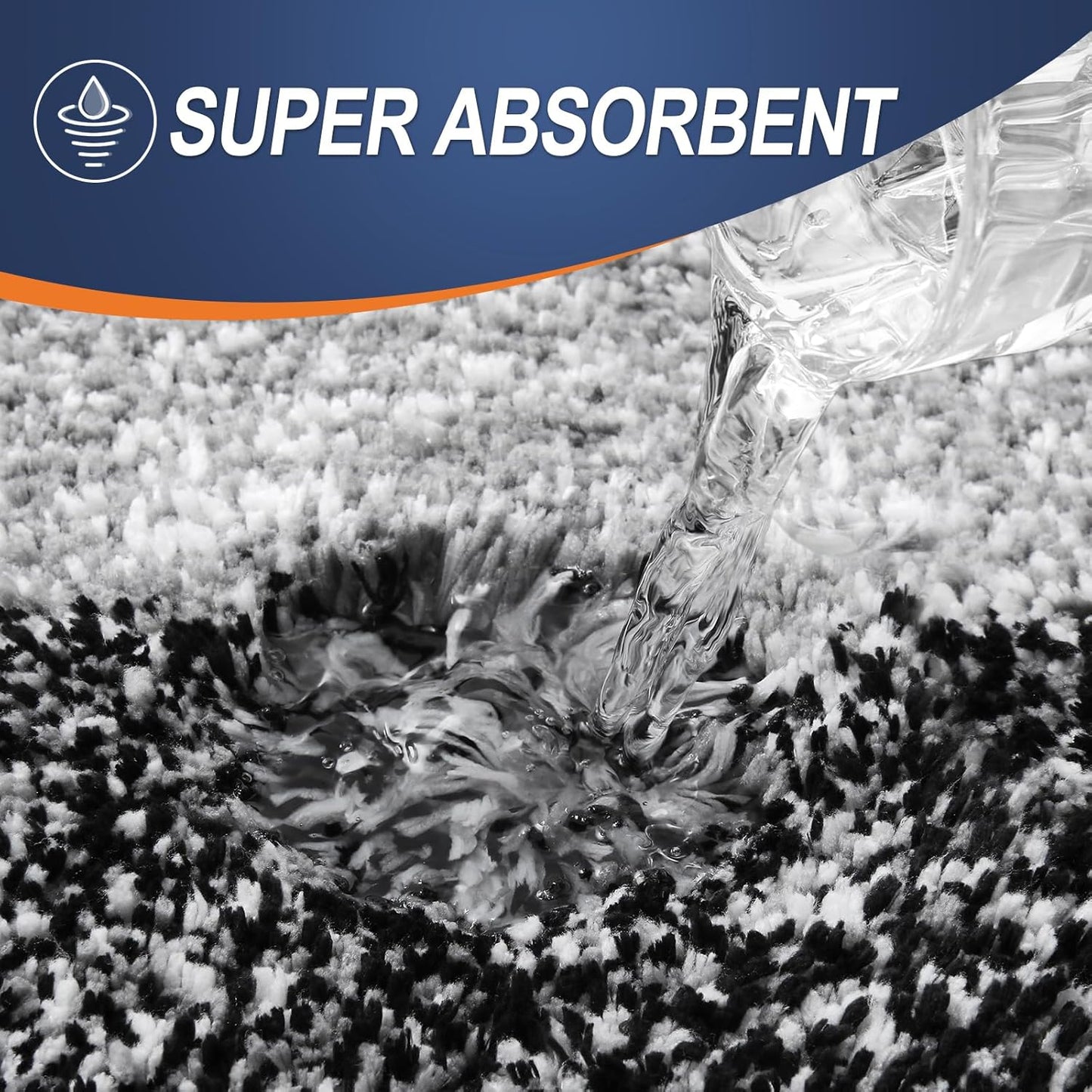 OLANLY Bathroom Rug Set 2 Piece, Soft Absorbent Microfiber Bath Rug Set, Non-Slip, Machine Wash Dry, Plush Shaggy Bath Mats for Bathroom (47"x20"+24"x16", Black)