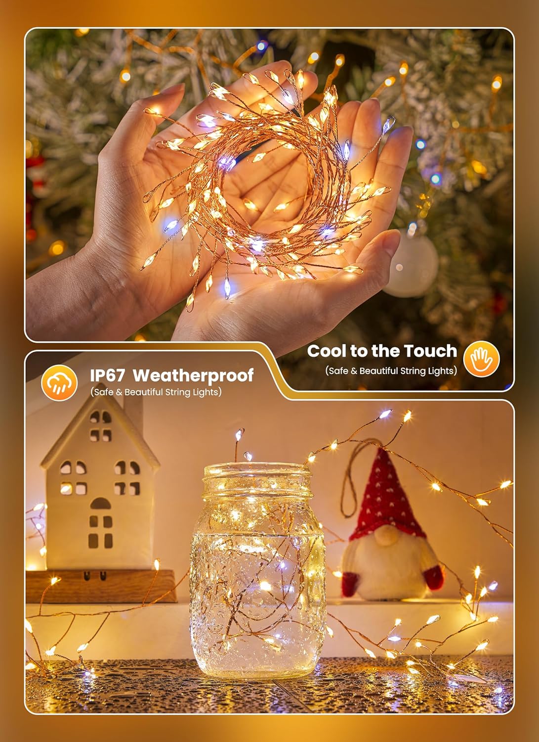 Indoor String Lights 4 Pack 10 Ft 120 LEDs Fairy Lights Battery Operated with Timer for Christmas Decorations DIY Crafts Wedding Table Centerpieces Party Bedroom