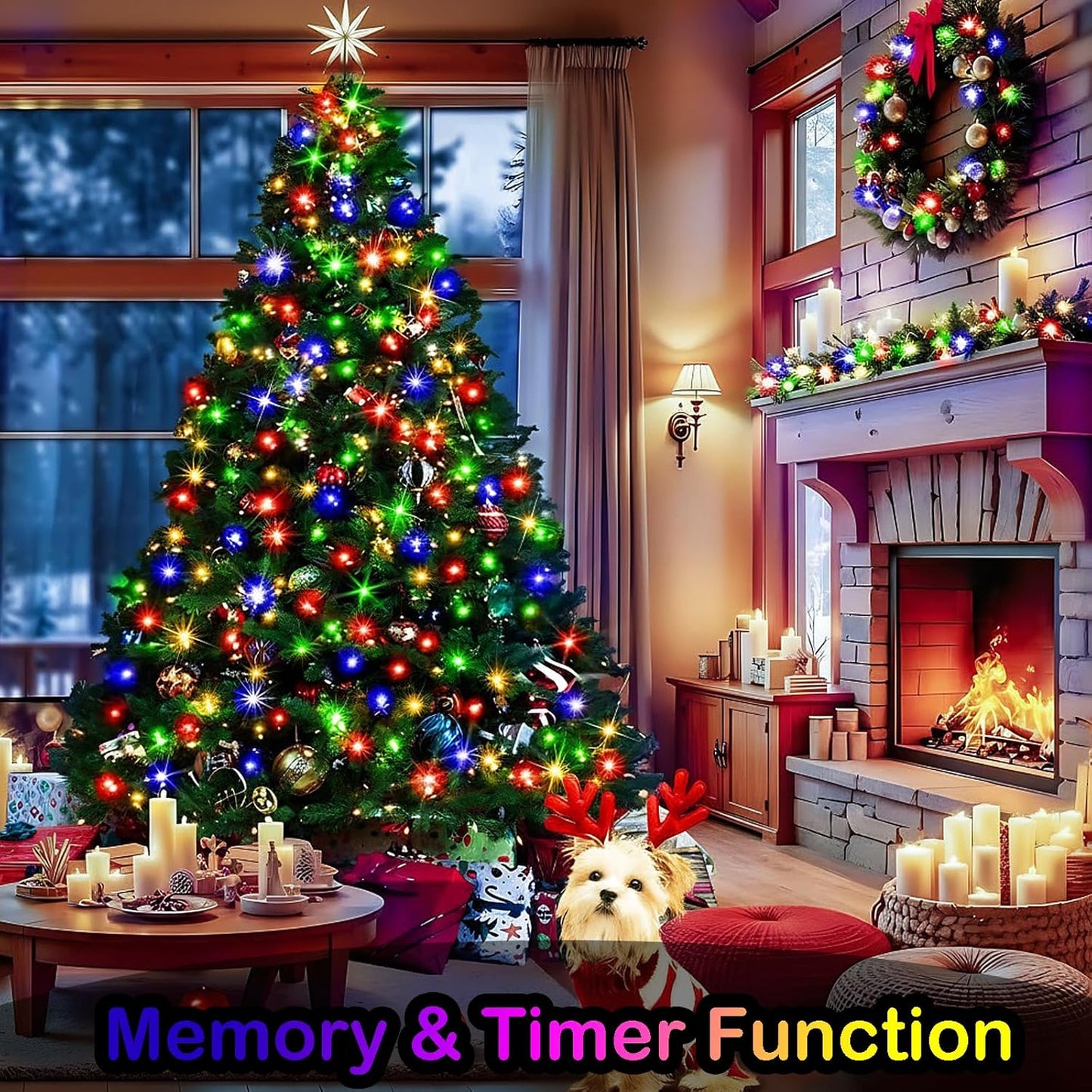 Decute 500LED 164FT Fairy String Lights Christmas Lights Green Copper Wire with Remote, Firefly Starry Light for DIY Christmas Tree Costume Wedding Party Table Centerpiece Decor Multicolor