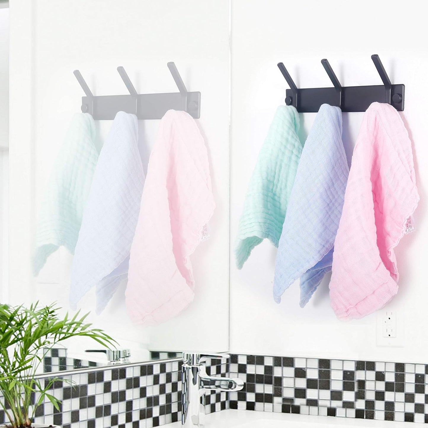 WEBI Coat Rack Wall Mounted,3 Coat Hooks for Hanging Coats,Heavy Duty Metal Hook Rack Hook Rail Coat Hanger Wall Coat Rack with Hooks for Clothes Entryway Jacket,Black,2 Packs