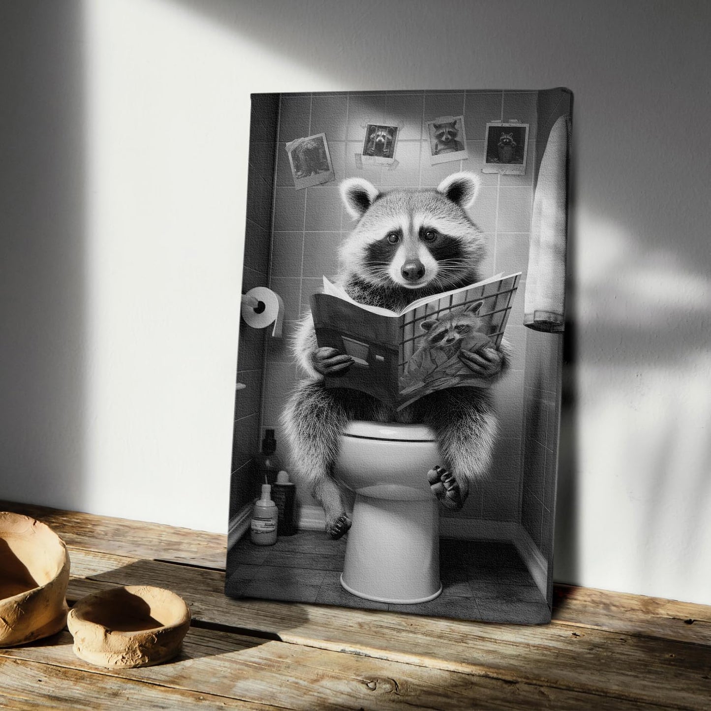 DIHSIEG Inspirational Canvas Wall Art Funny Bathroom Wall Art Print Poster, Frameless Canvas Decor,with Hook, Can be Placed on the Table,Motivational Prints,Dark 12x16 Inch