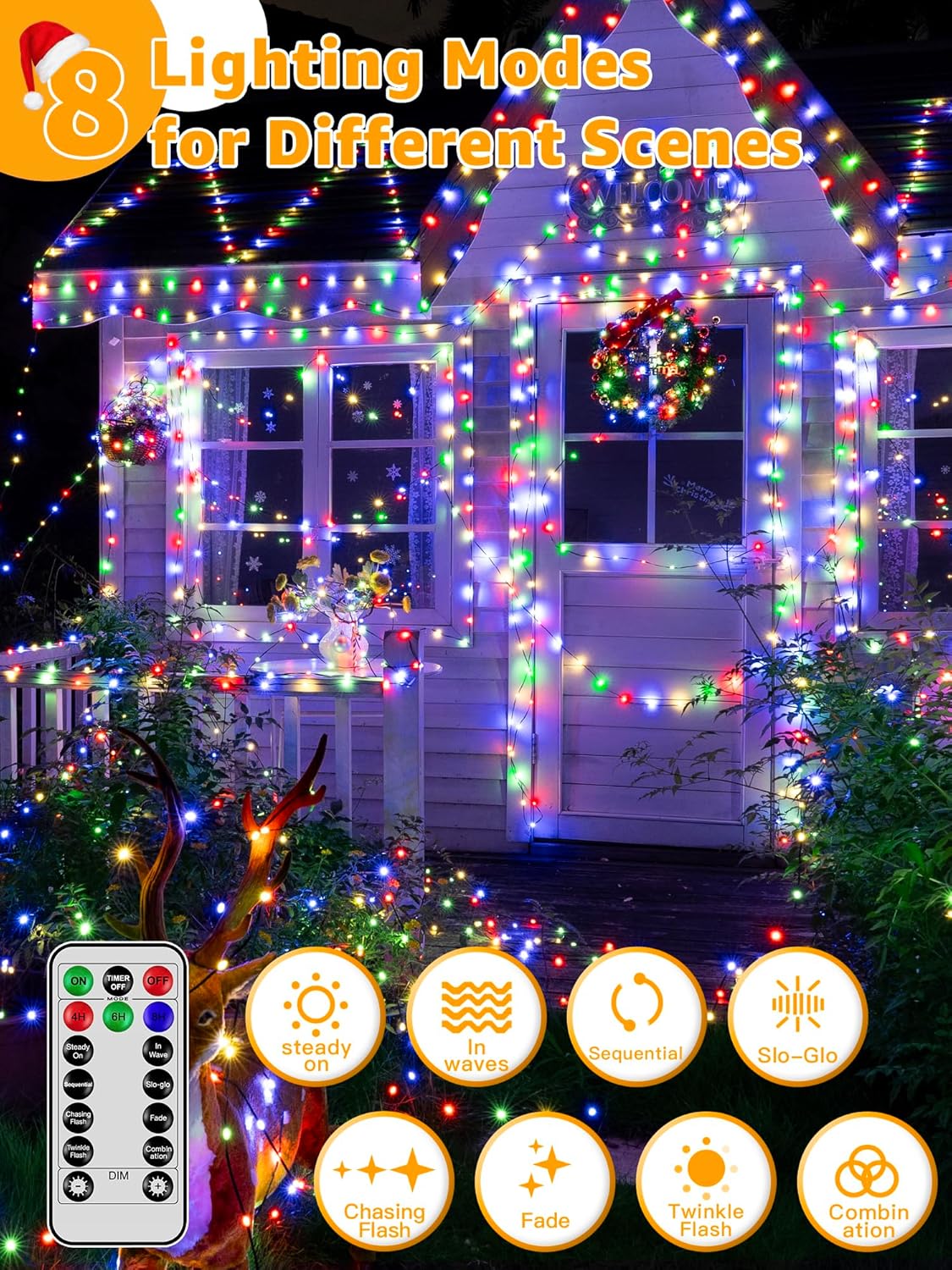 Christmas Lights 1200 LED 394 FT, Waterproof Outdoor String Lights with 8 Modes, Fairy Lights for Holiday Decor (Multicolor)
