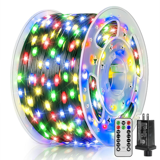 600 LED 196 FT Christmas Lights, Waterproof Outdoor String Lights with Remote and Timer, Christmas Tree Lights with 8 Modes Dimmable, Fairy Lights for Holiday Decor (Multicolor)