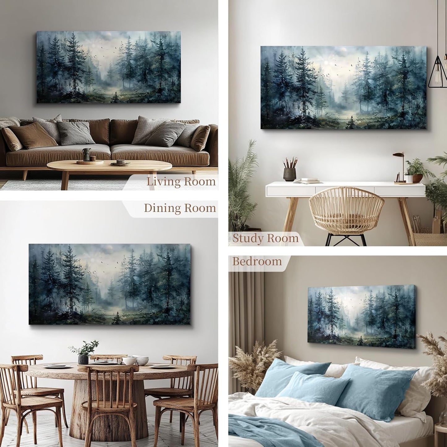 SERIMINO Large Canvas Wall Art, Forest Landscape Canvas Prints Paintings, Pine Trees Room Decorations, Foggy Forest Pictures Wall Decor Living Room, Bedroom Bathroom Aesthetic Large Artwork 20"X40"