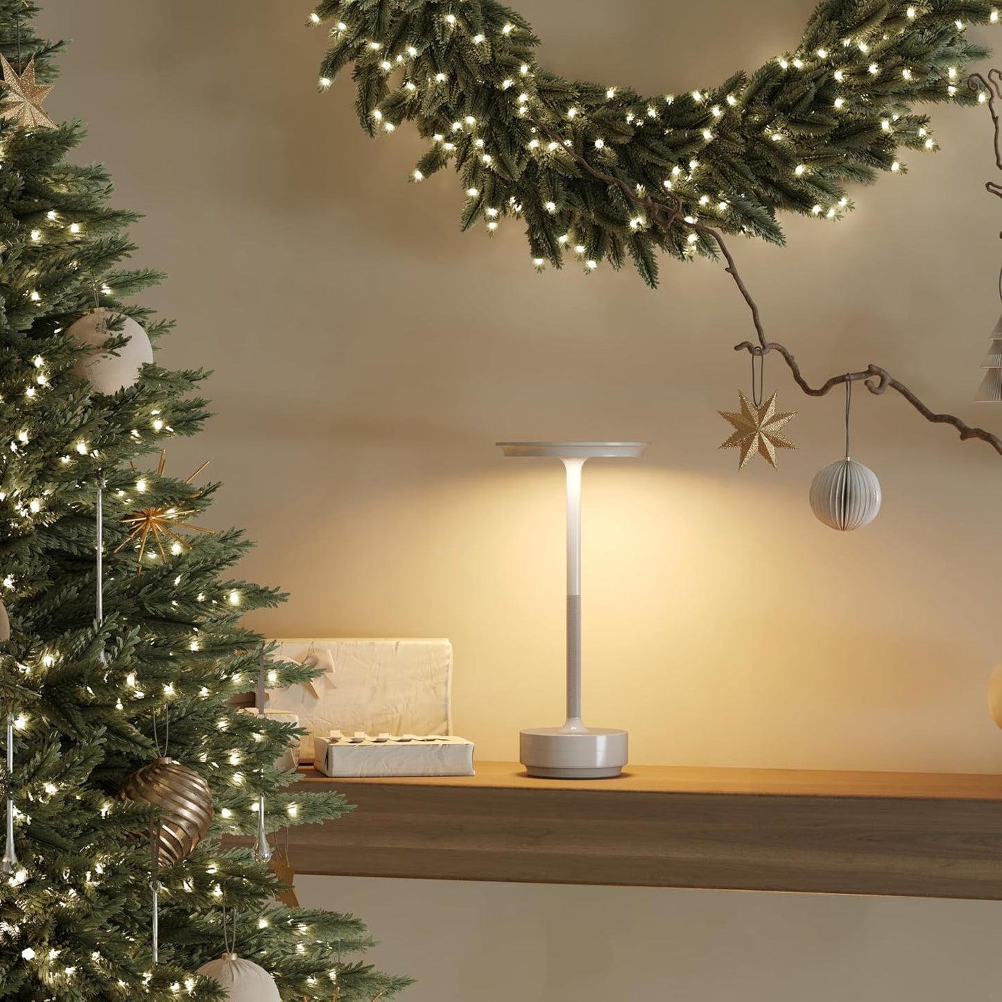 Table Lamp Table Lamps 2P Wihte Cordless Rechargeable Portable LED 5000mAh 3-Level Brightness Memory Function Battery Operated Restaurant Cafe