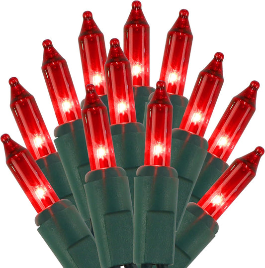 2 Pack Red Christmas String Lights, 100 Count Each, Incandescent Mini Christmas Lights, Connectable Xmas Tree Light for Indoor Outdoor Garland Birthday Holiday Wedding Festival Party