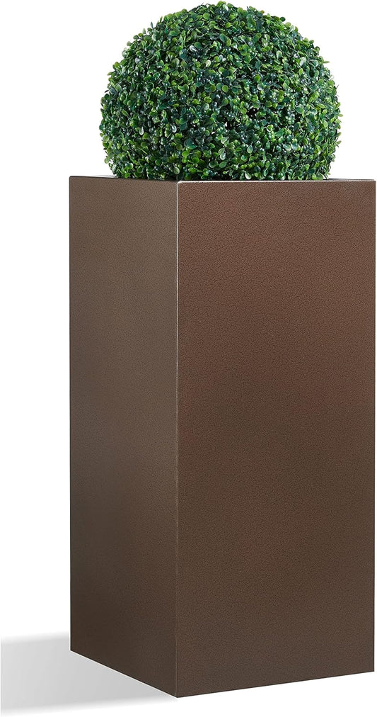 Wallowa Metallic Heavy Tall Outdoor/Indoor Planter Box 14Lx14Wx30H Inches, Rectangular Tall Planter, Large Flowerpot, ‎25 Pounds, Espresso, No Assembly Required 1 Pack